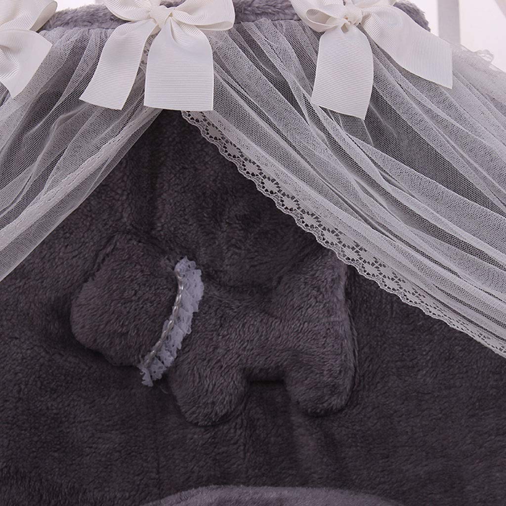 ZAW Hundebett Nette Spitze Prinzessin Hundekorb-Bett-Katze-Welpen Hundebetten Hundetraum Nest Pet Kennel Katze Hundebetten Luxus-Katzen-Hundesofa Katzenbett (Color : Grau)