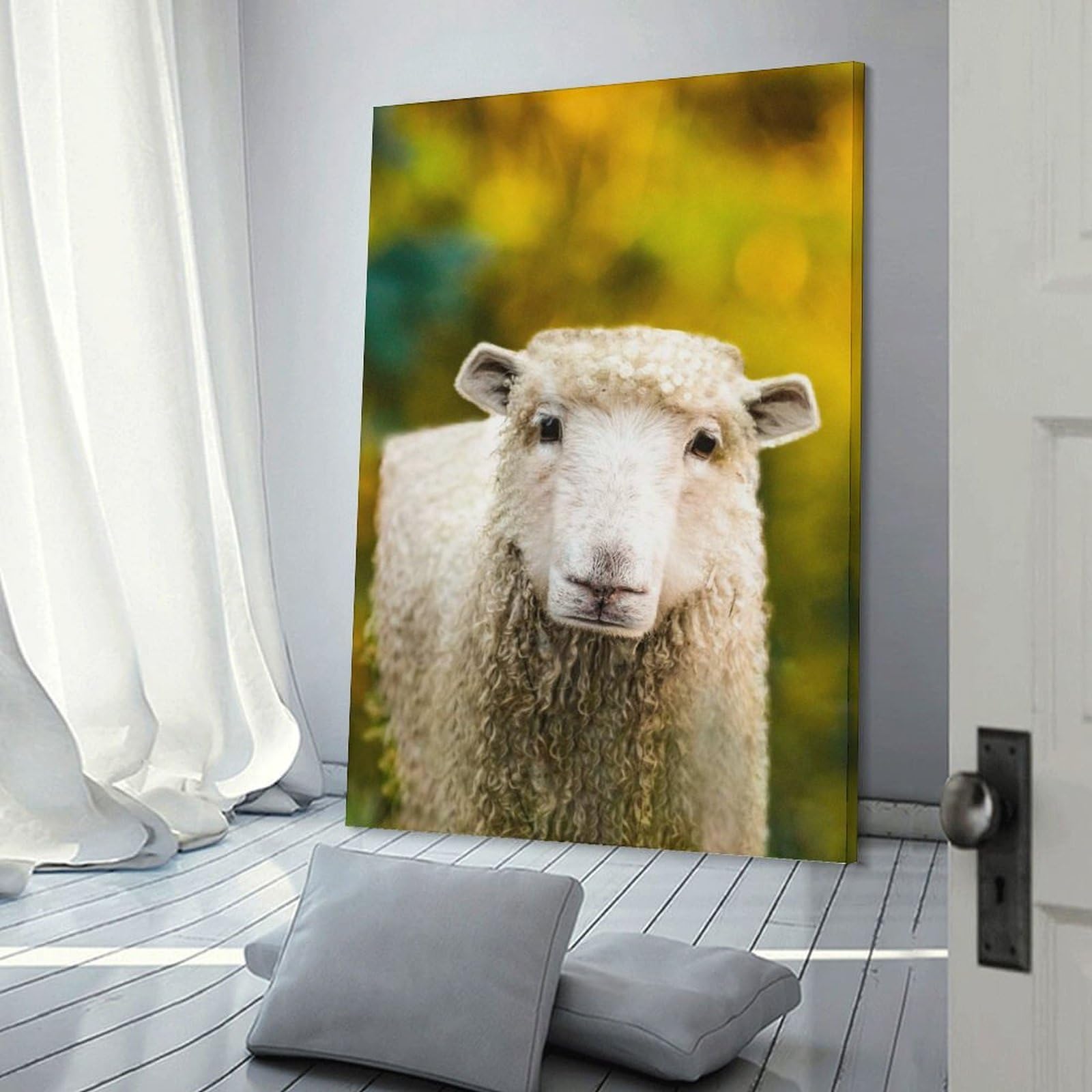 Junmoney Cubic Sheep Home Decor Wall Art 20x30inch(50x75cm), for Art Walls, Layered Displays Or Homes, A Versatile Canvas Print for Layering