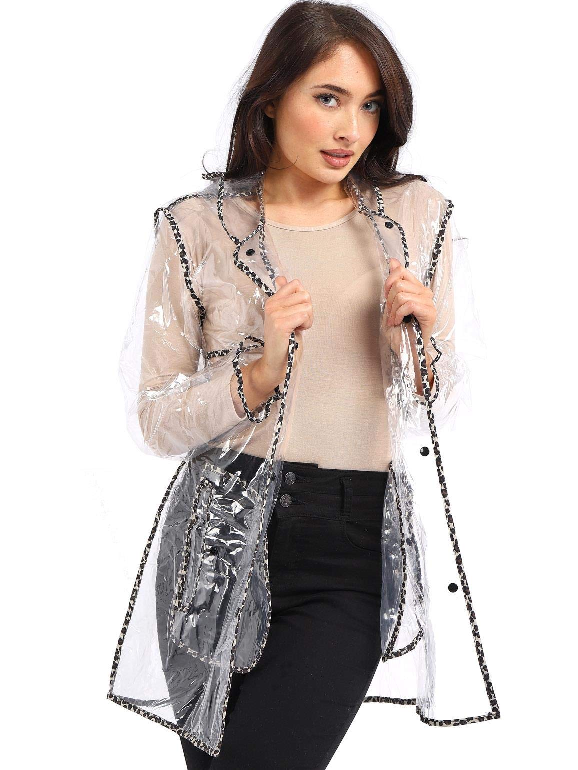 Ss7 Women's Leopard Transparent Rain Mac Waterproof Raincoat