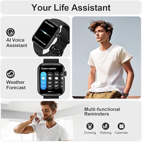 Miniatura 4 de Relojes inteligentes para hombres y mujeres con pantalla HD de 1.83 pulgadas, reloj inteligente de seguimiento de actividad física para teléfonos