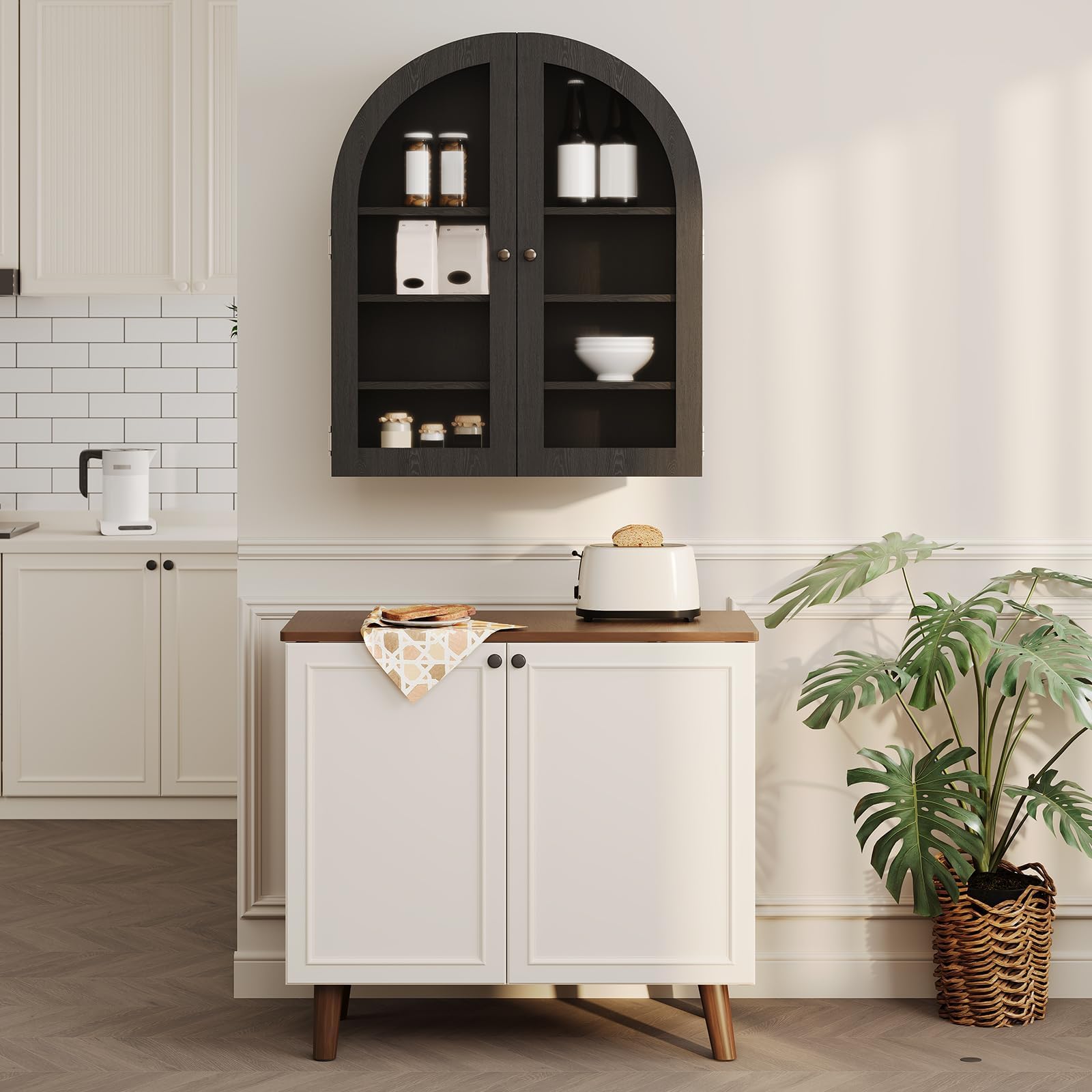 Garvee Wandschrank Mit 4 Böden, Acryltür, Gewölbte Oberseite, Badezimmer hängeschrank Ideal Als Badezimmerschrank Oder Medizinschrank