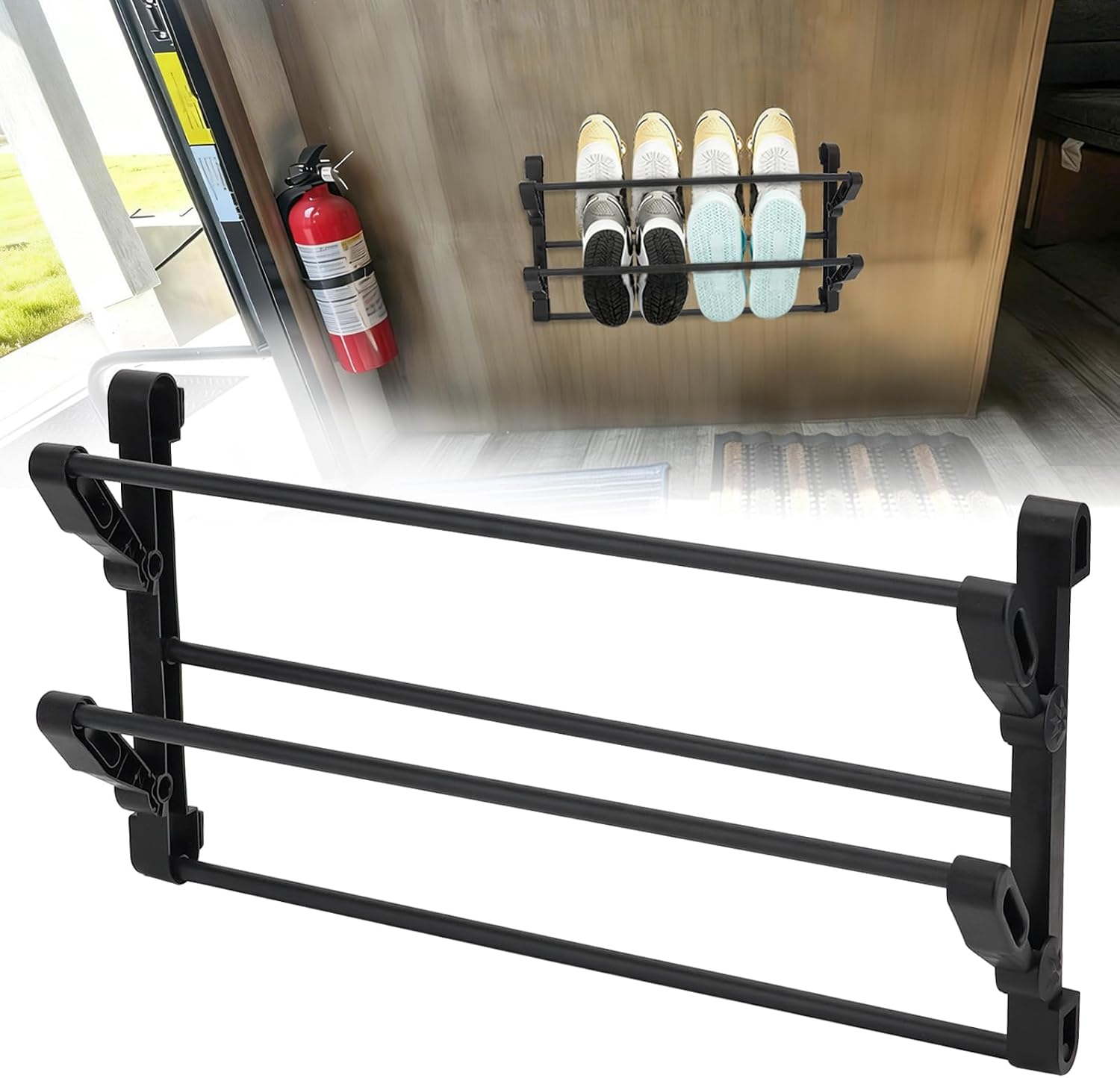 Foldable RV Shoe Rack, Non-Drilling Shoe Rack for RV Travel