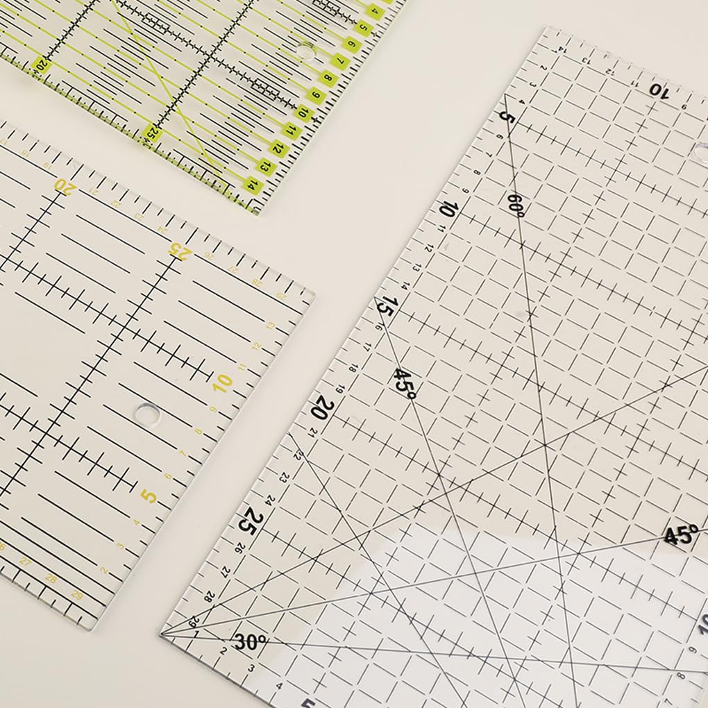 Set di 5 righelli per patchwork in scala trasparente, guida per tessuto, sartoria, cucito, modellino per vestiti, disegno, ufficio, strumento di misurazione, 15 x 60 cm, orizzontale