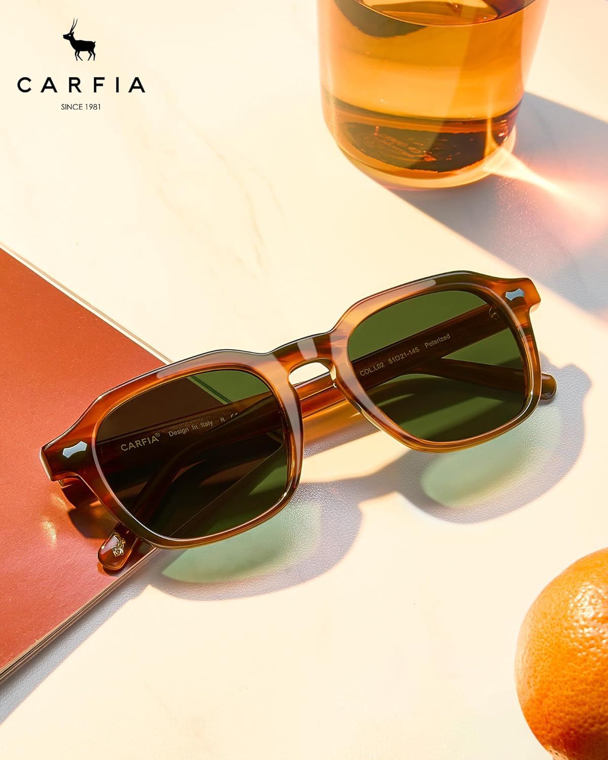 CARFIA Polarized Sunglasses for Men UV400 Protection, Retro Sun Glasses with Acetate Square Frame for Driving Fishing CA5405 - Image 2