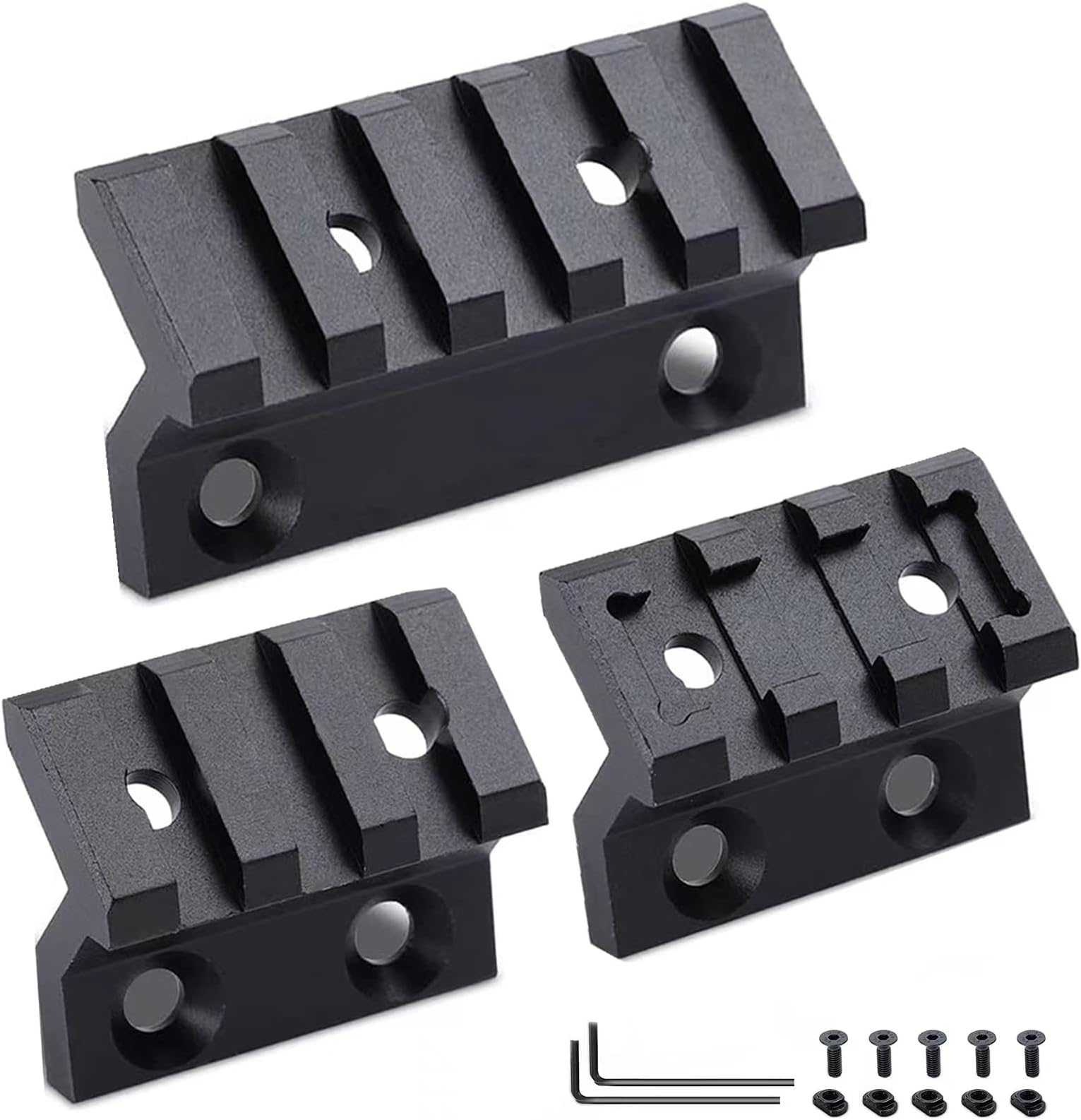 Bontok 45 Degree Offset Rail Mount, 3-3-5 Slots Aluminum Offset Side Light Optic Sight Picatinny Rail Mount (3 Pack)