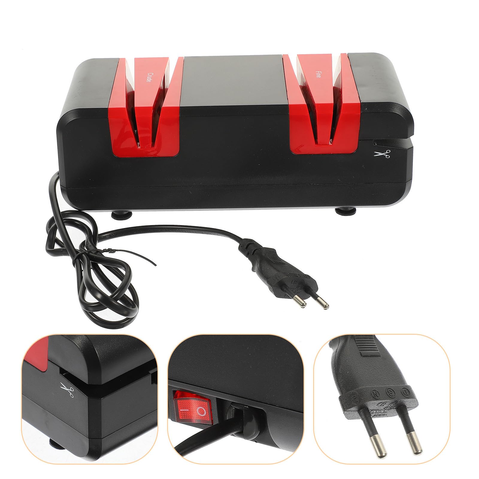 Aiguiseur de Couteaux Électrique, Affûteur de Ciseaux, 60w, Abs, Cuivre, Noir, pour Couteaux à Steak Cuisine, Brosse