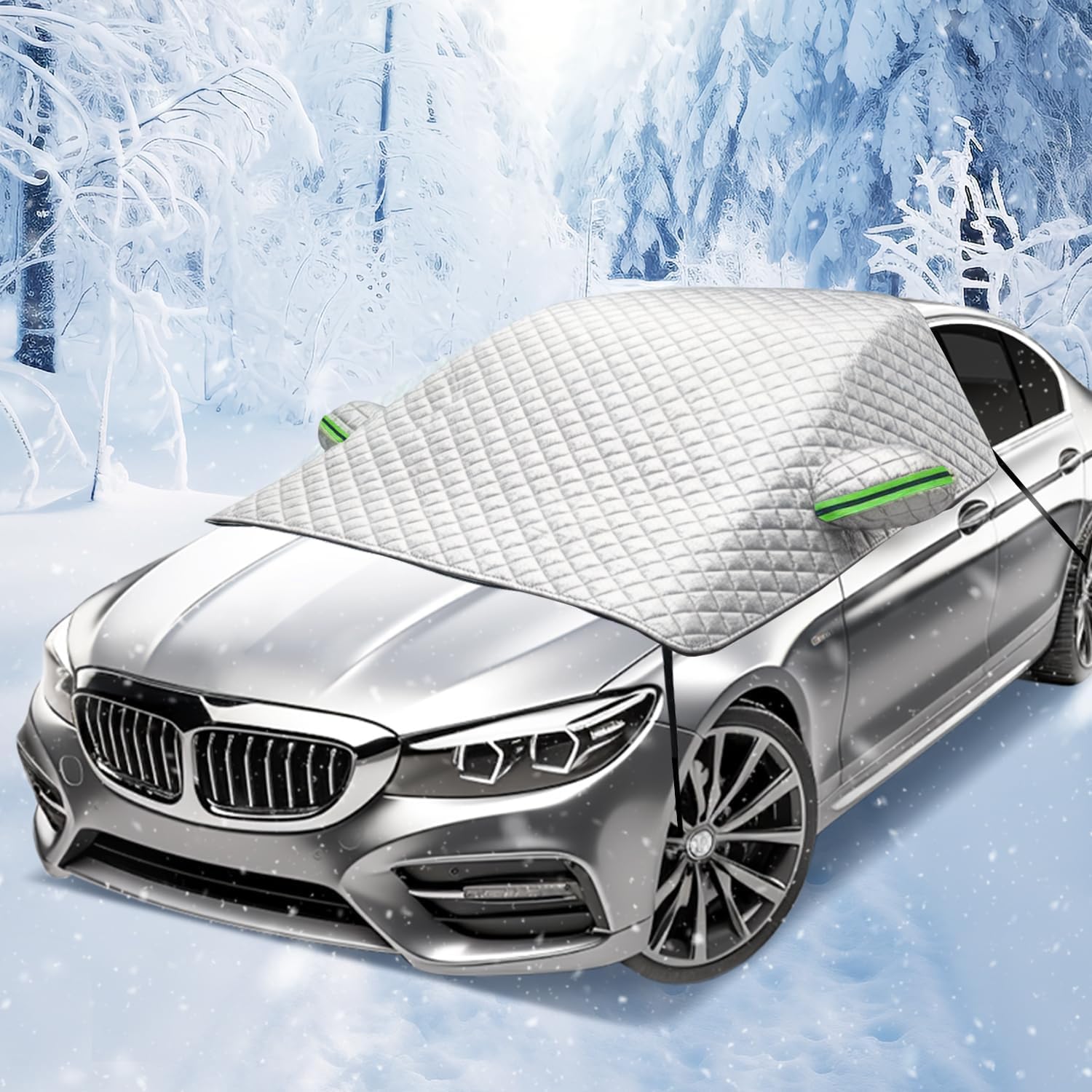 Couverture Pare Brise Voiture, Bache Pare Brise Protection, Protecteur de Pare-Brise Anti Givre, Neige, Glace, Pluie et Soleil, adapté à la Plupart des Voitures(230 * 145cm)