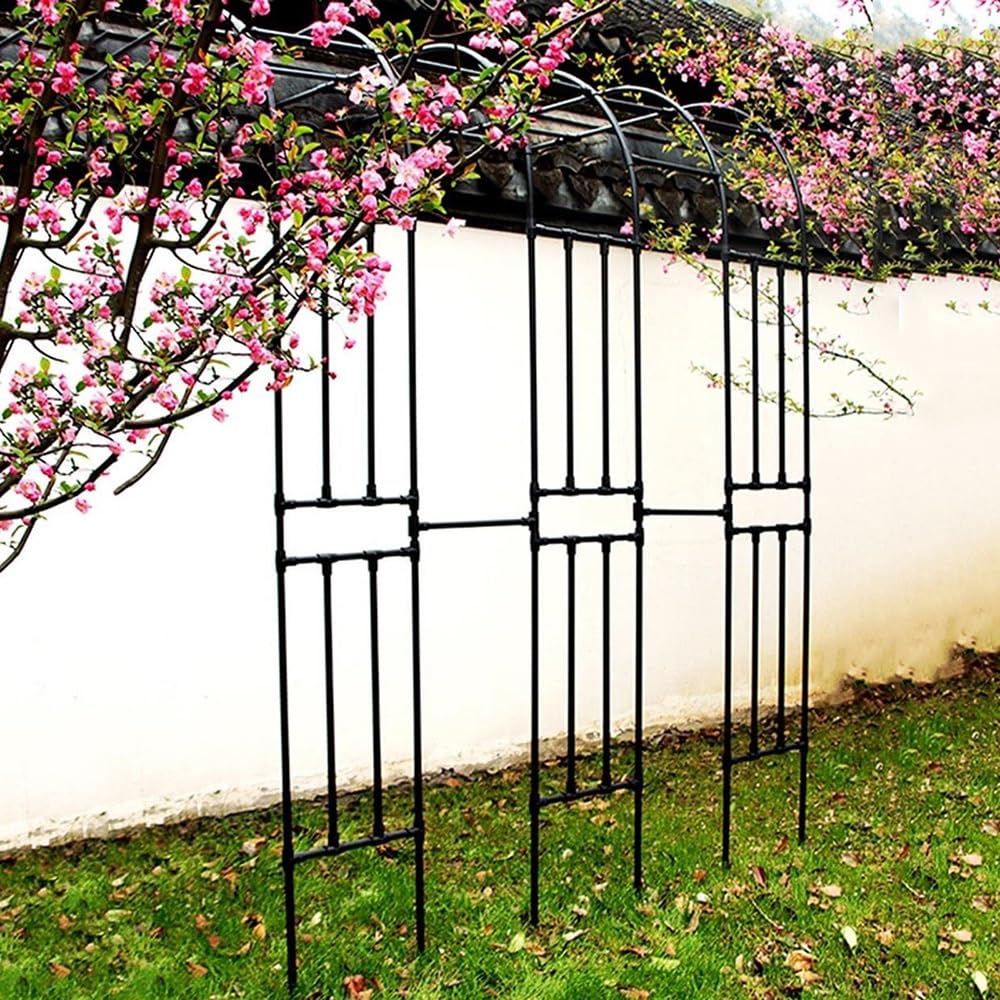 ble - Árbol de metal para plantas trepadoras de medio arco, de 6 a 3 m, resistente a la intemperie, enrejado de flores para exteriores, color negro, para jardines