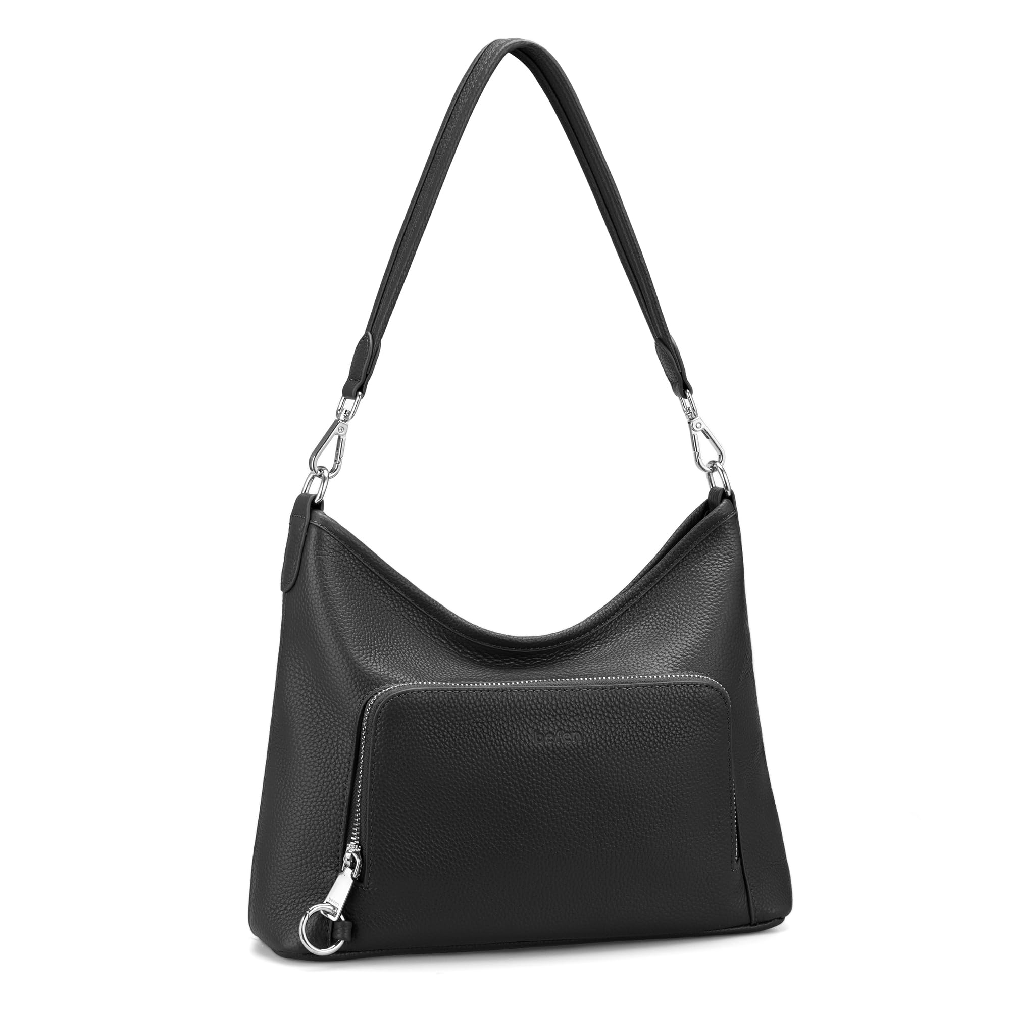 befen Echtleder Handtasche Damen Mittelgroß, Umhängetasche Anti Diebstahl | Hobo Bag, Leder Schultertasche Damen Shopper Tasche mit 2 Schultergurten - Einfache Klassische Elegante