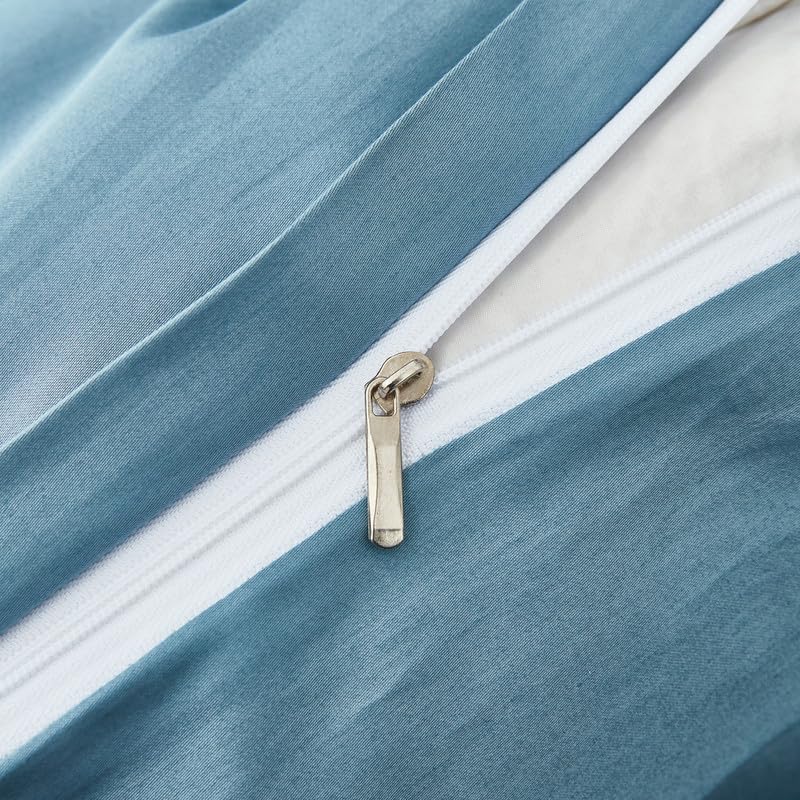 Gezu Mako Satin Bettwäsche 155x220cm Baumwollesatin Bettbezug Blau Petrol 3 Teilig Weich Atmungsaktiv Bettwäsche aus 100% Baumwolle Bettbezug 155x220cm und 2 Kissenbezug 80x80 mit Reißverschluss