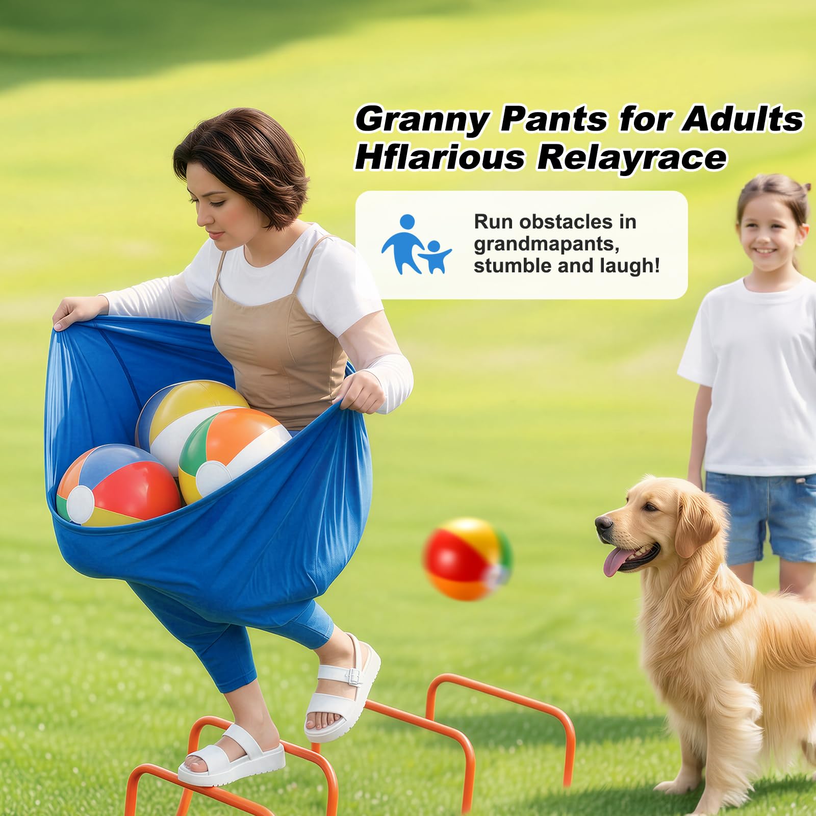 Granny Pants Hof-Spielsets, 4-teiliges Set für Familienpartys, Outdoor-Spiele mit Hüpfbällen für Erwachsene und Kinder, das Familientreffen, ultimative Hinterhof-Party-Spiele