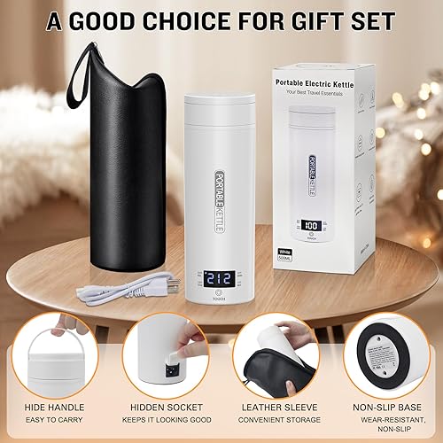 Miniatura 2 de Hocookeper Hervidor eléctrico de viaje, hervidor portátil de agua caliente, pequeña caldera de agua eléctrica para viajes y trabajo con bolsa para