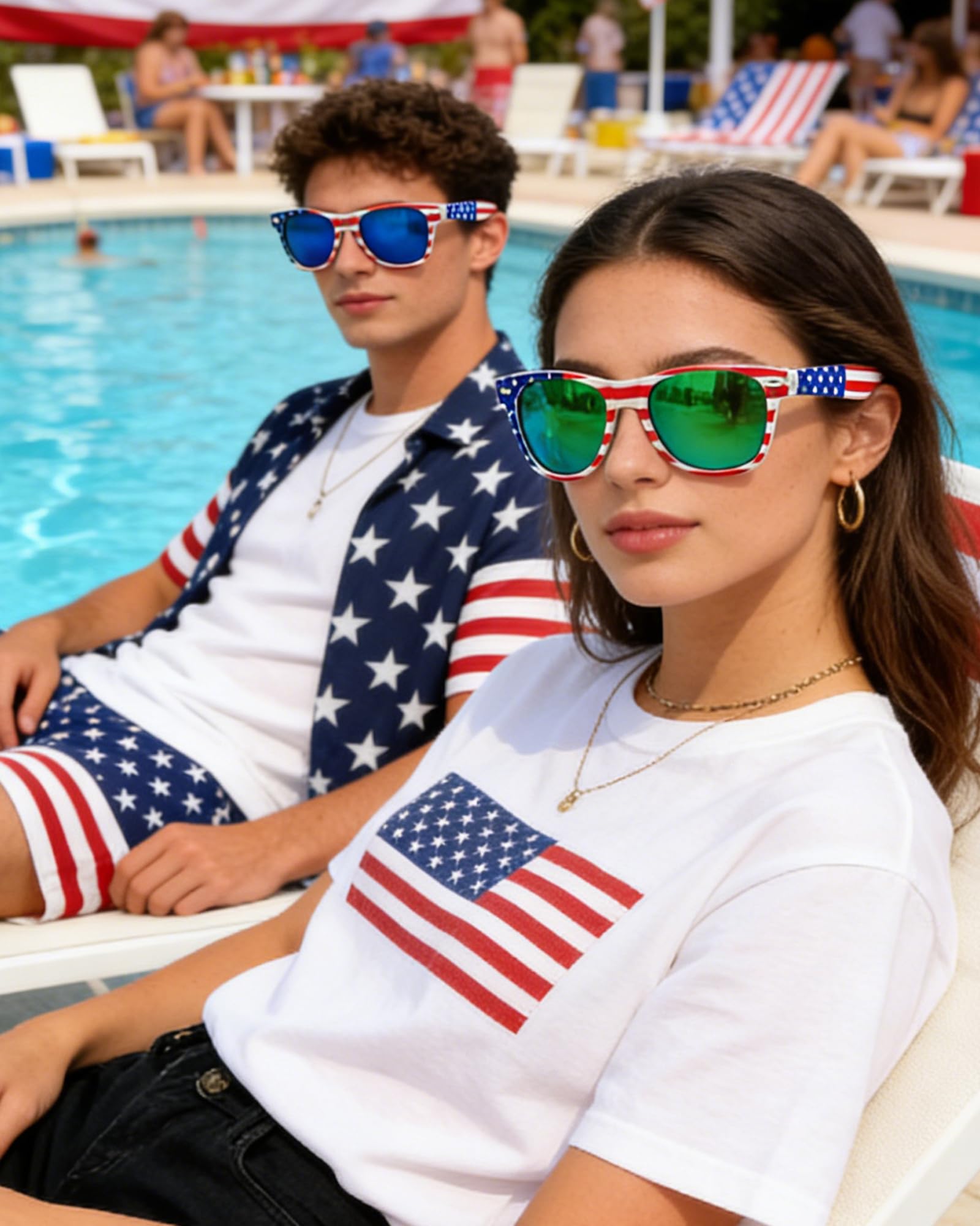 Occhiali da sole con bandiera americana, 4 luglio Accessori per le donne, USA Occhiali da sole patriottici Bulk per gli uomini