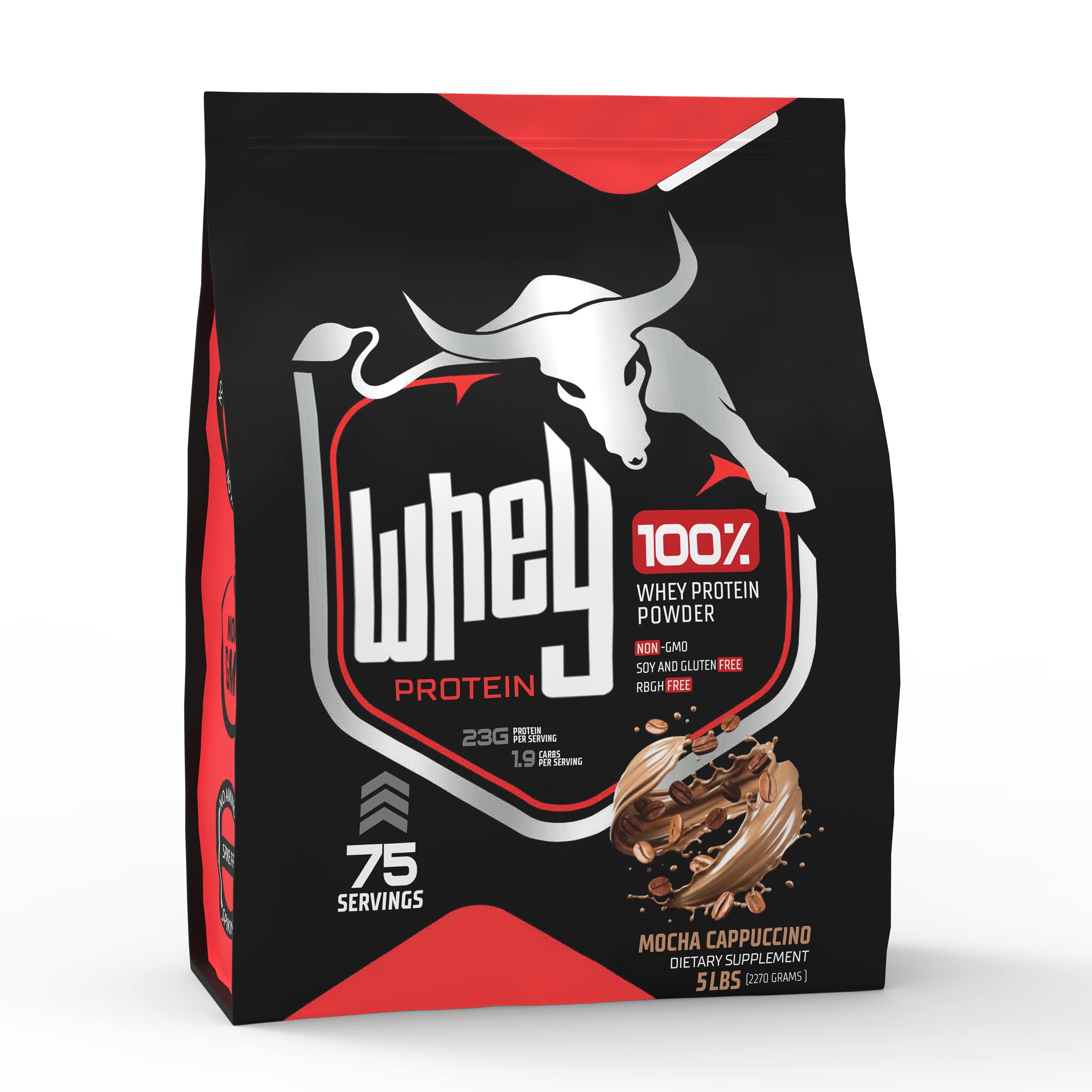 BULLPHARM 100% WHEY PROTEIN POWDER | FOR LEAN MUSCLE, QUICK RECOVERY | FAST ABSORPTION | NATURAL BCAA AND EAA | NON-GMO | SOY & GLUTEN FREE | RBGH FREE | FSSAI APPROVED (Mocha Cappuccino, 5 Lbs) (B0BTC7QVDW) Amazon Price History, Amazon Price Tracker