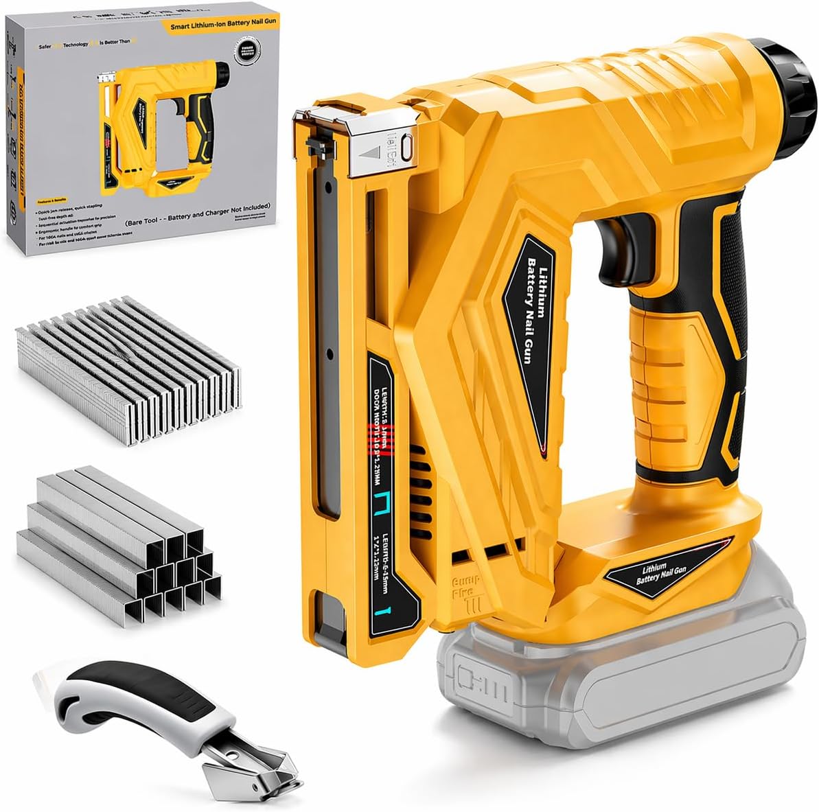 6-Level Cordless Brad Nailer & Narrow Crown Stapler 2-in-1 – LED Light, Safety Pin, Dewalt 20V MAX Compatible, Battery Powered Nail Gun for DIY & Woodworking (Tool Only)