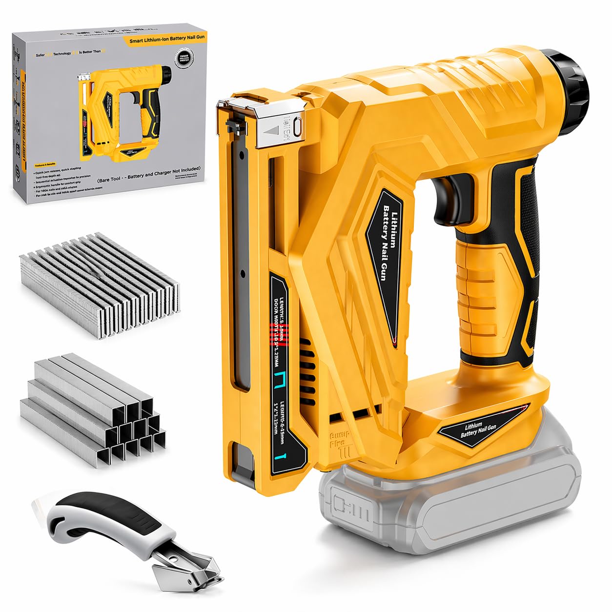 Photo 1 of Cordless Brad Nailer & Narrow Crown Stapler 2-in-1 – LED Light, Safety Pin, Compatible with Dewalt 20V MAX Battery Battery Powered Nail Gun for DIY & Woodworking (Tool Only)