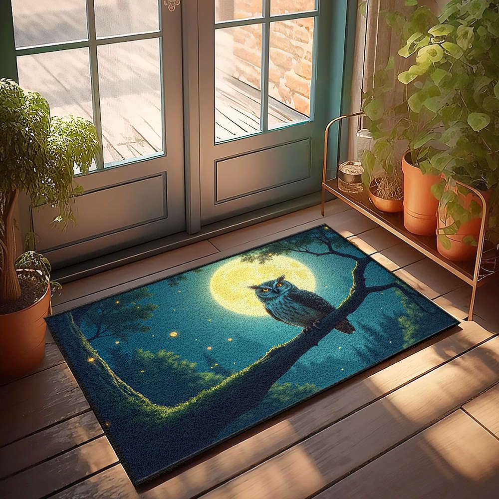 Tapis pour chaussures paillasson extérieur hibou de porte
