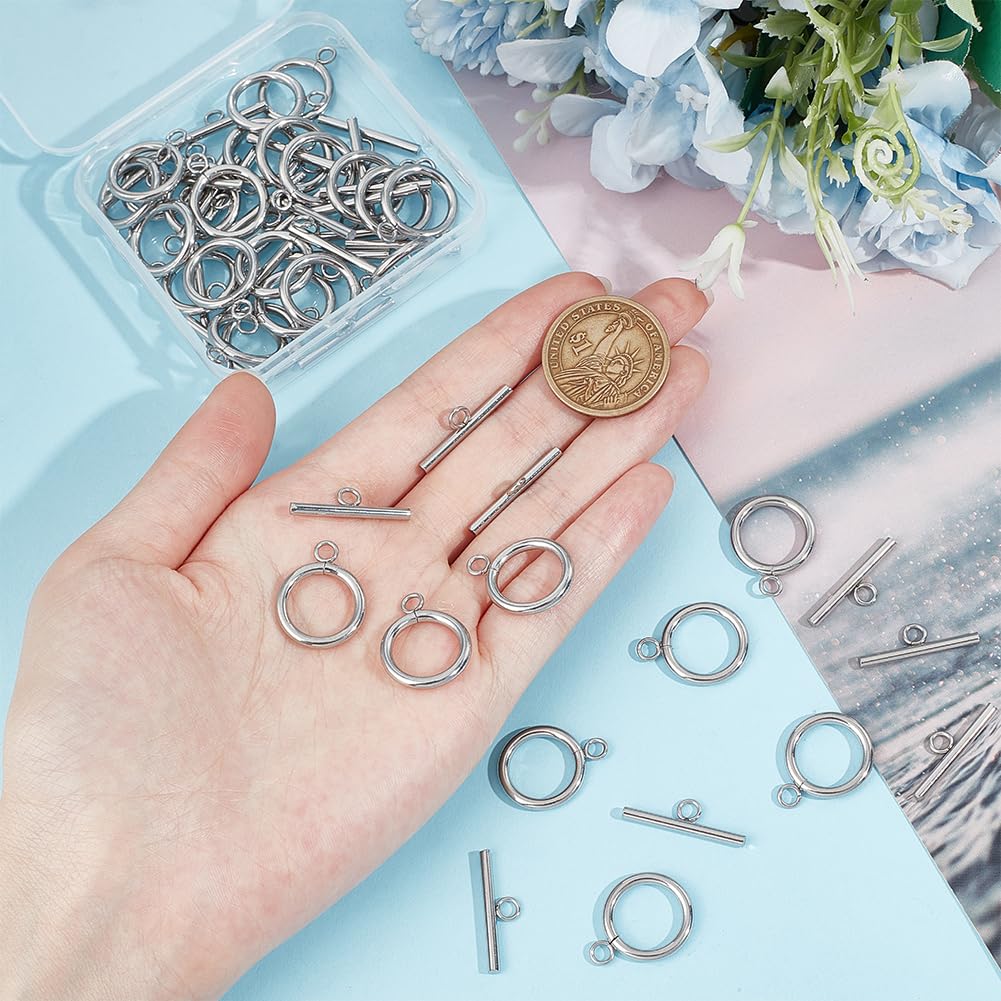 UNICRAFTALE 30 Sets Toggle Clasps for Jewelry Making 304 Stainless Steel Round Toggle Clasp Connectors Metal Bar and Ring Clasp Small Necklace Jewelry Clasps and Closures - Image 4