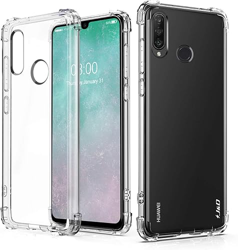 J&D Funda compatible con Huawei P30 Lite, cojín de esquina ultra transparente, resistente a los golpes, funda protectora delgada de TPU para Huawei