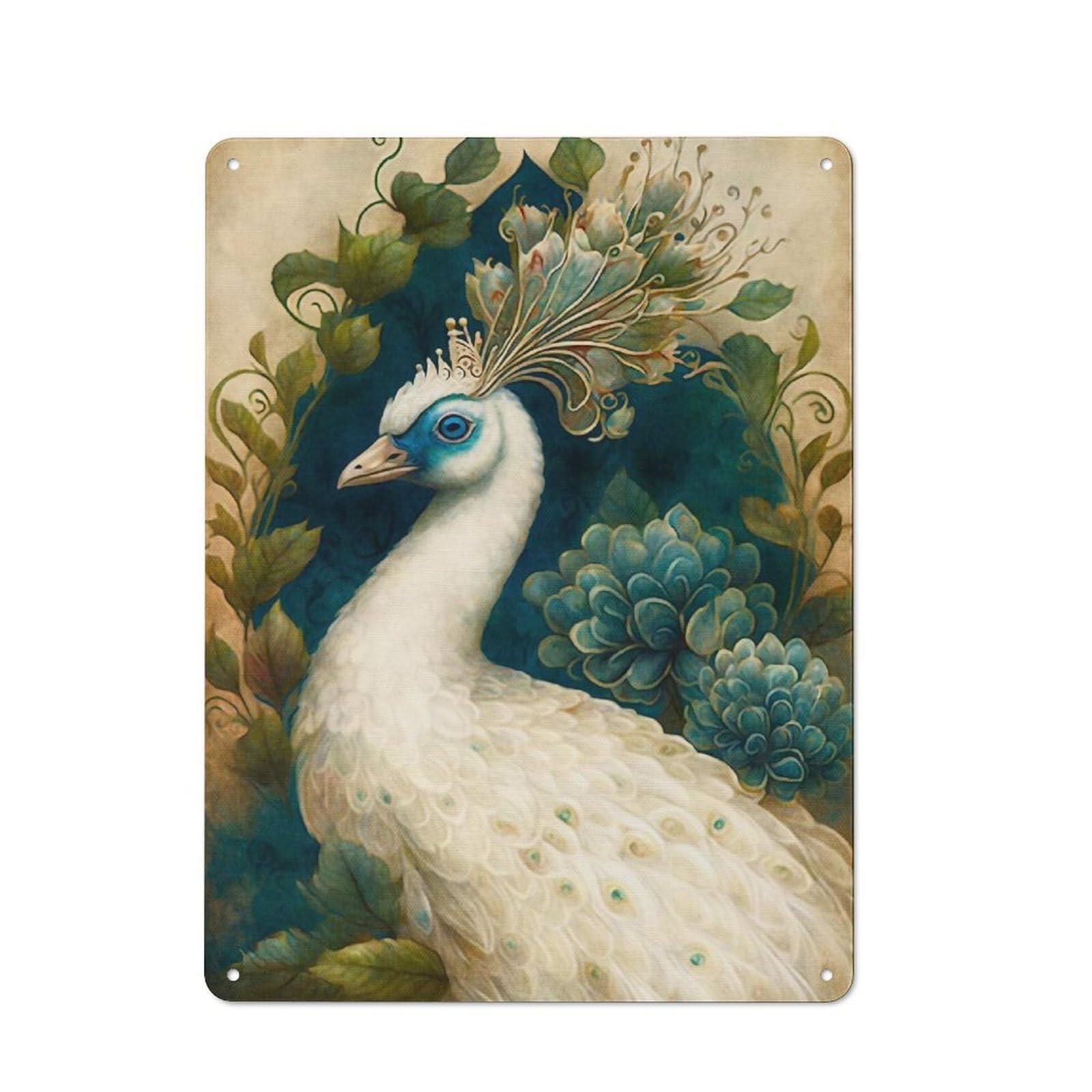 Junmoney The Peacock For Café Or Restaurant, Vintage Metal Sign 40X30cm, For Vintage Wall Decor Fans, For Cafés, Pubs And Restaurants