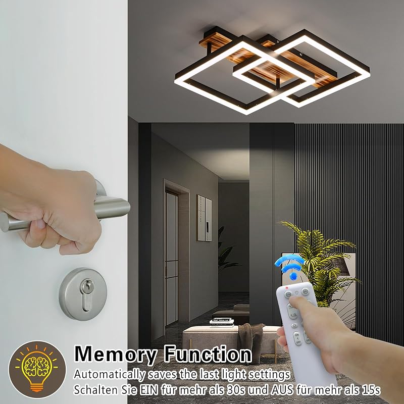 SEATAIN LED Mennyezeti Lámpa Fa Kerettel Dimmelhető Távirányítóval 47cm - Black