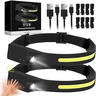 Lanlelin Headlamp Rechargeable, 2 Pack Super Bright 350 Lumen with 5 Light Mode 1200mAh Headlamp, 230°WideBeam Lampe Frontale, 0.14lb Lightweight IPX4 Waterproof Headlight for Camping,Running,Fishing