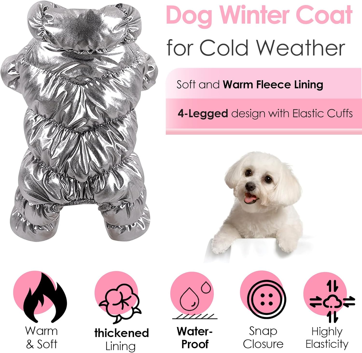 AOFITEE Dog Coat, Warm Dog Jacket, Fullbody Winter Coat Snowsuit for Dogs, Waterproof Puppy Puffer Jacket Snow Coats with Legs, Pet Fleece Vest, Cold Weather Coats for Small Dogs, Medium