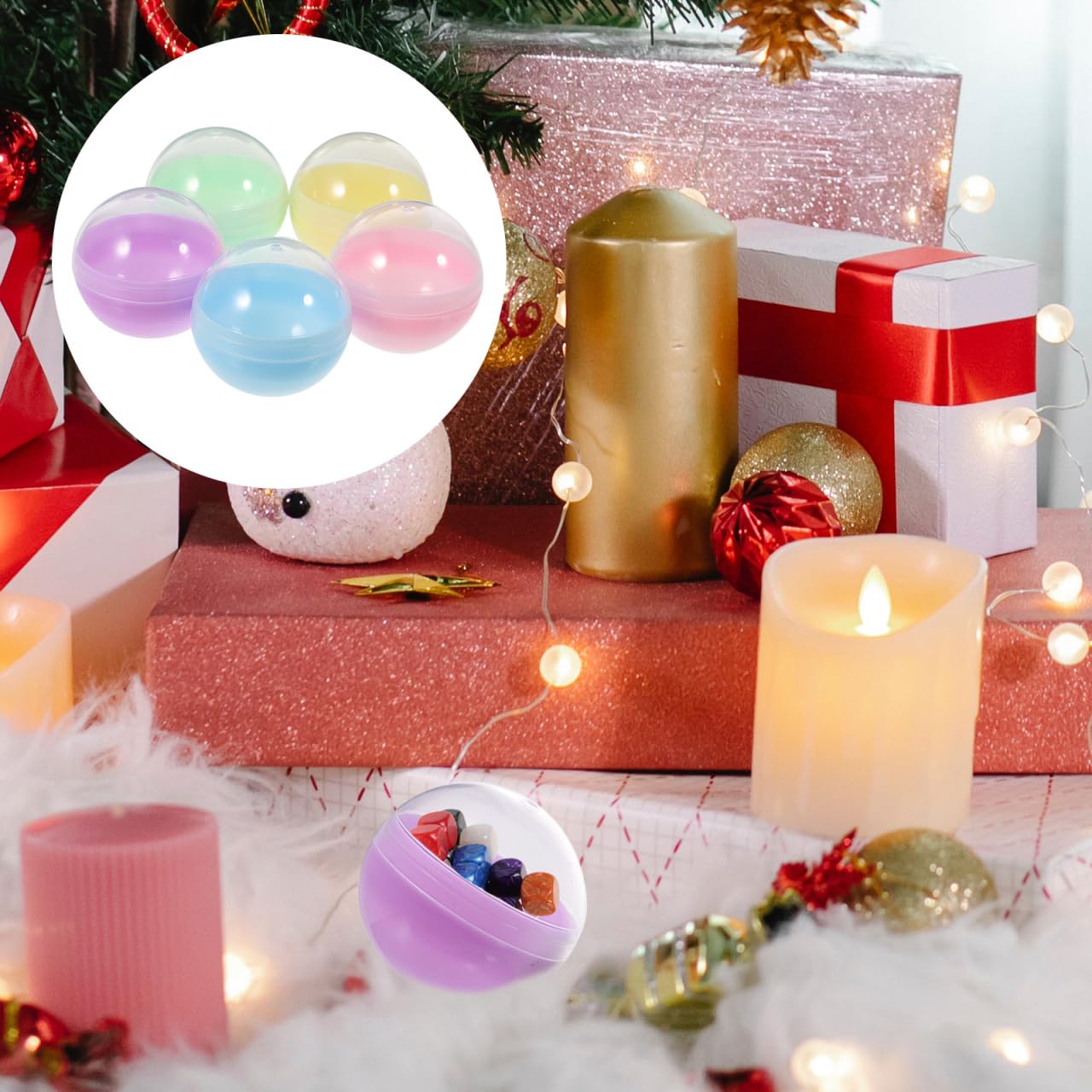 MAGICLULU 50Pcs Vending Round Balls 2 Inch Plastic Toy Party Favors Containers for Diy Crafts and Decorations - Image 4