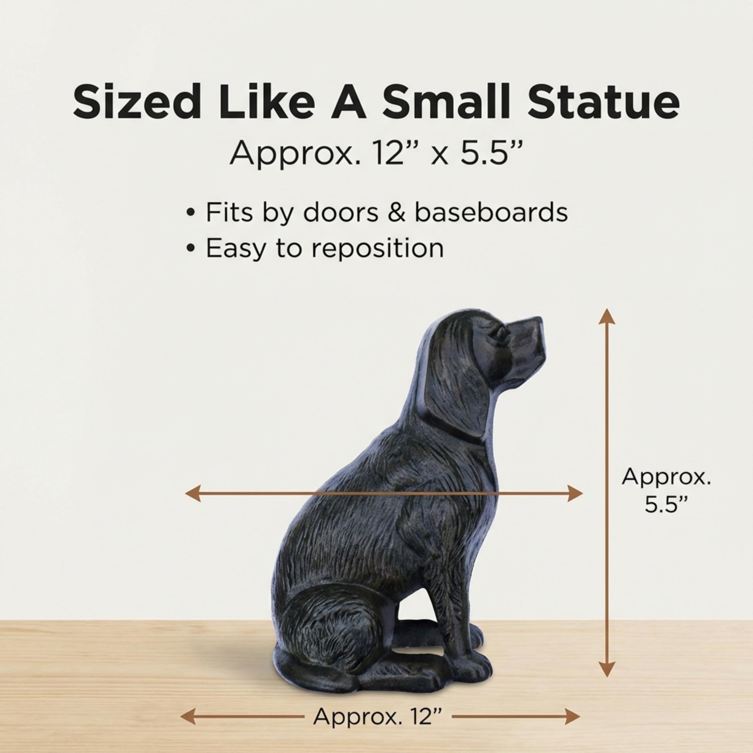 Lulu Decor, Fermaporta decorativo in ghisa, a forma di cane, fermaporta, scultura, statua di cane (nero, 6,4 kg)