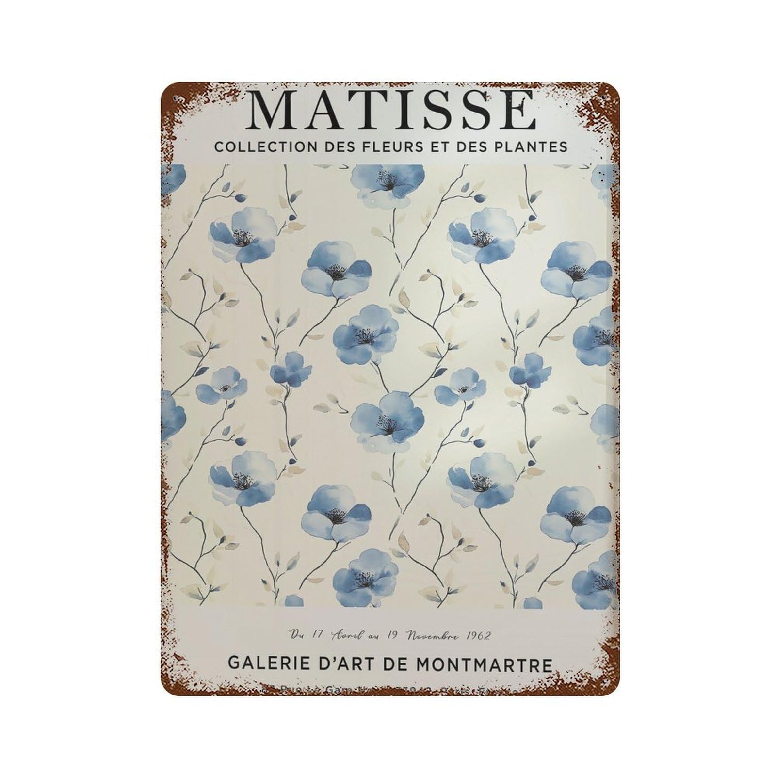xiaoxiaoshen Henri Matisse Flower Market Plant. Blue Flower. Botanical Wall Decor Art Metal Tin Poster Modern Home Decor Art Home Bar Shop Decorations Vintage Sign 40x30cm