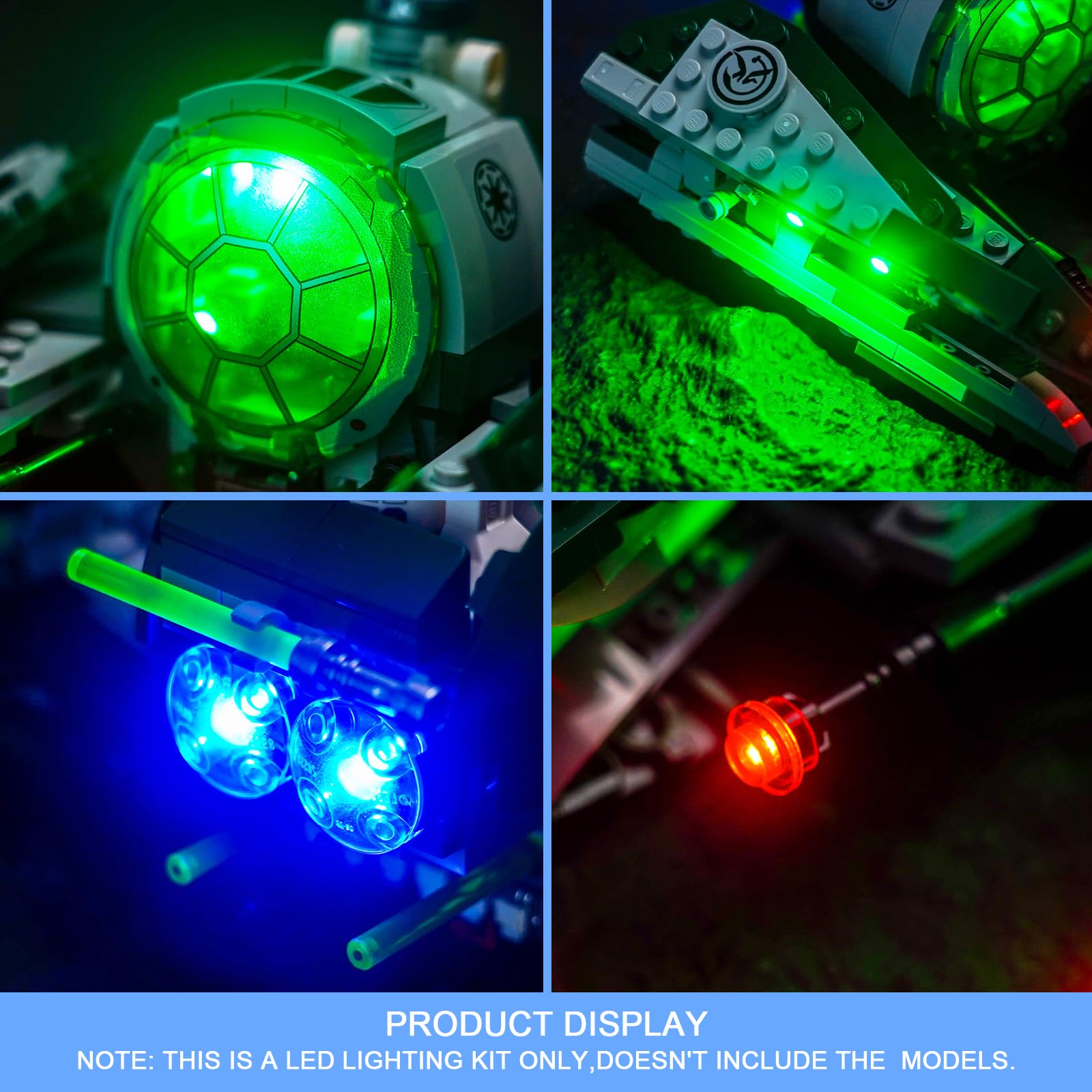 LocoLee Led Light Set Compatible with Lego Yoda's Jedi Starfighter Led Decoration Lighting Kit Compatible with Lego 75360 Building Blocks Model,Only Lights Set,No Model - Image 3