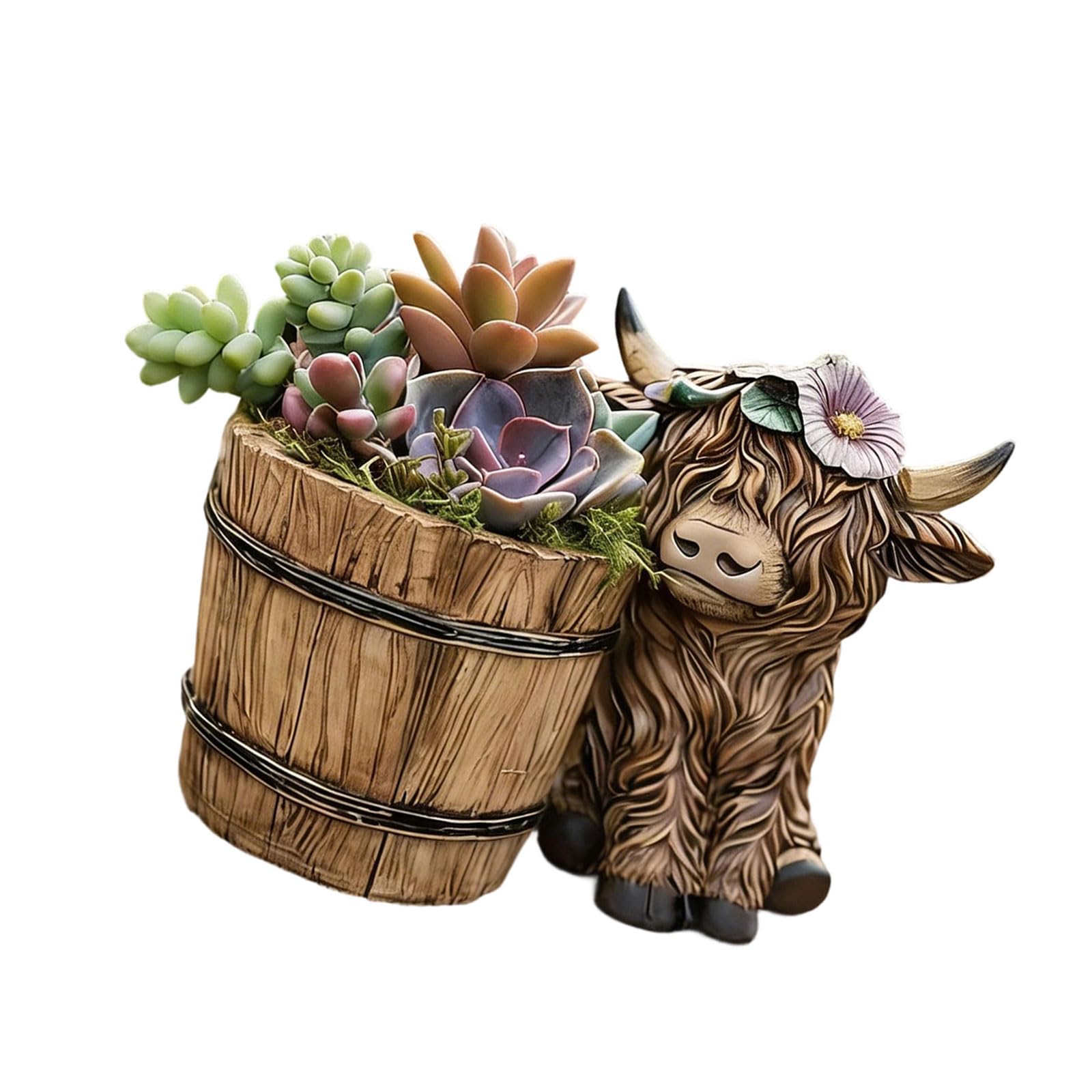 Kaeltsyn Cartoon Cow Planter Holder Storage Bucket Personality Decoration Holder Home Decoration Ornament Height Cattle Flower Container