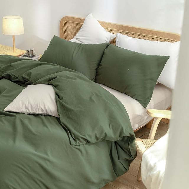 BESTOUCH Couverture de refroidissement pour les couvertures pondérées 100% Linge de lit de coton lavé Se sentir super doux confortable Chic respirant couverture (Olive Green, 40"x60")