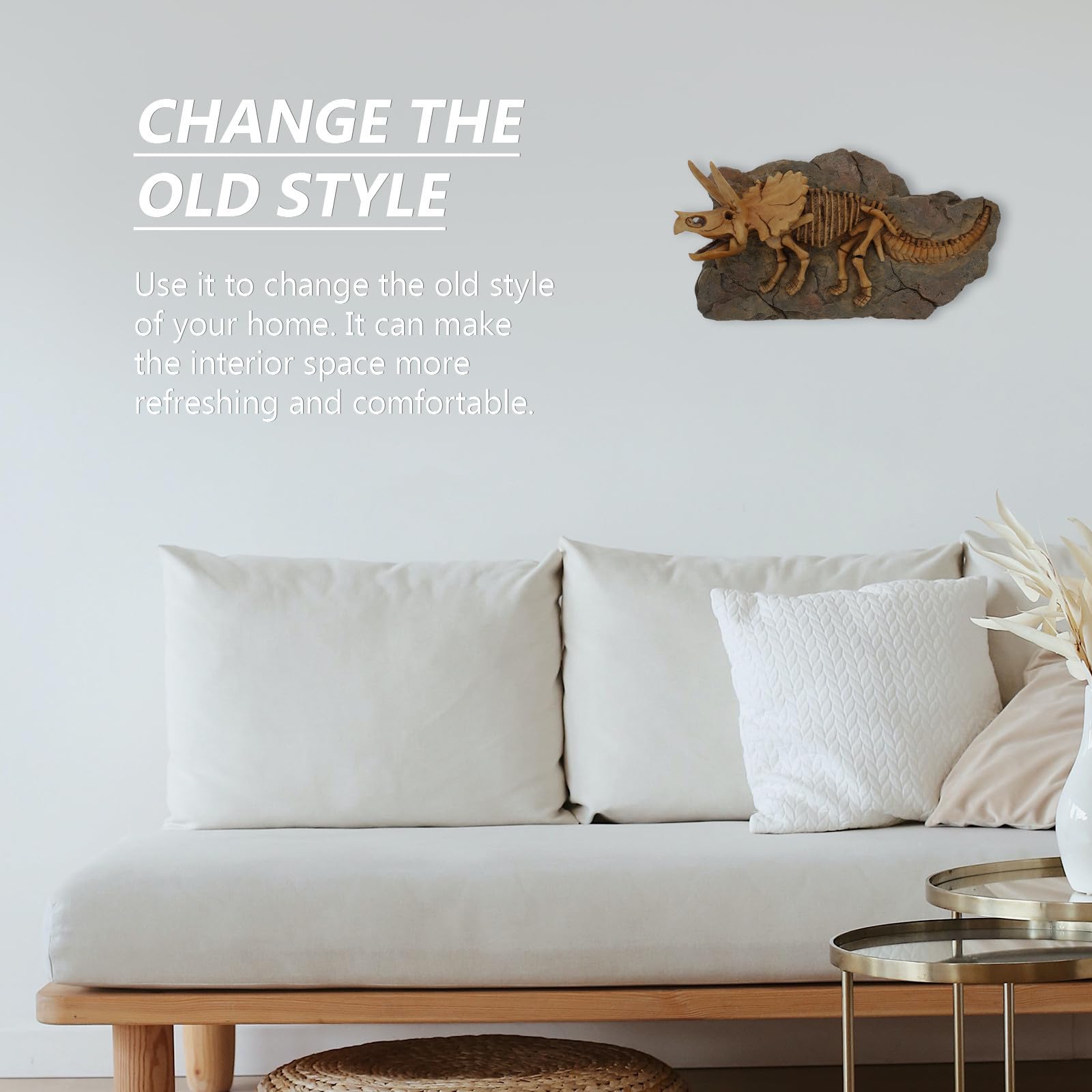 JOINPAYA Figura de Fósil de Dinosaurio para Colgar en Pared, Resina Marrón