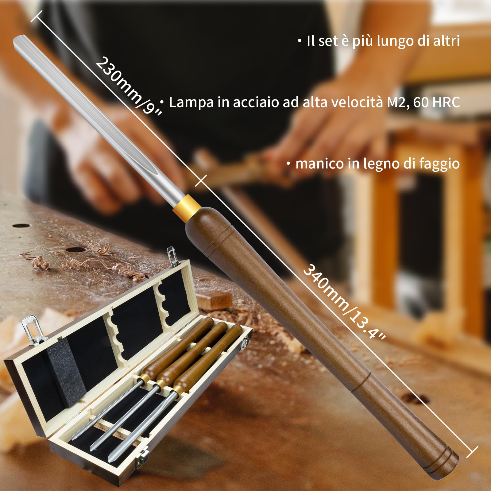 Lavorazione del legno Tornio Scalpello,HSS Sgorbia per Tornio per Legno, 10mm, 12mm e 16mm Utensili per Tornitura del Legno Scalpello