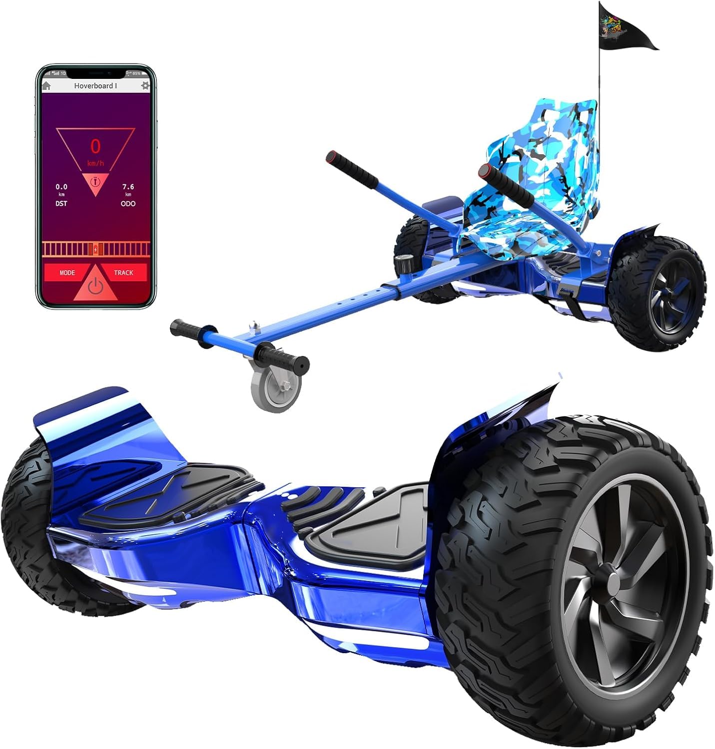 RCB Hoverboards SUV mit Sitz Hoverboards Off-Road, App-fähige Bluetooth, 8,5 '' Hummer + Hoverkart Go Kart für Self Balancing Scooters, Geschenk für Kinder