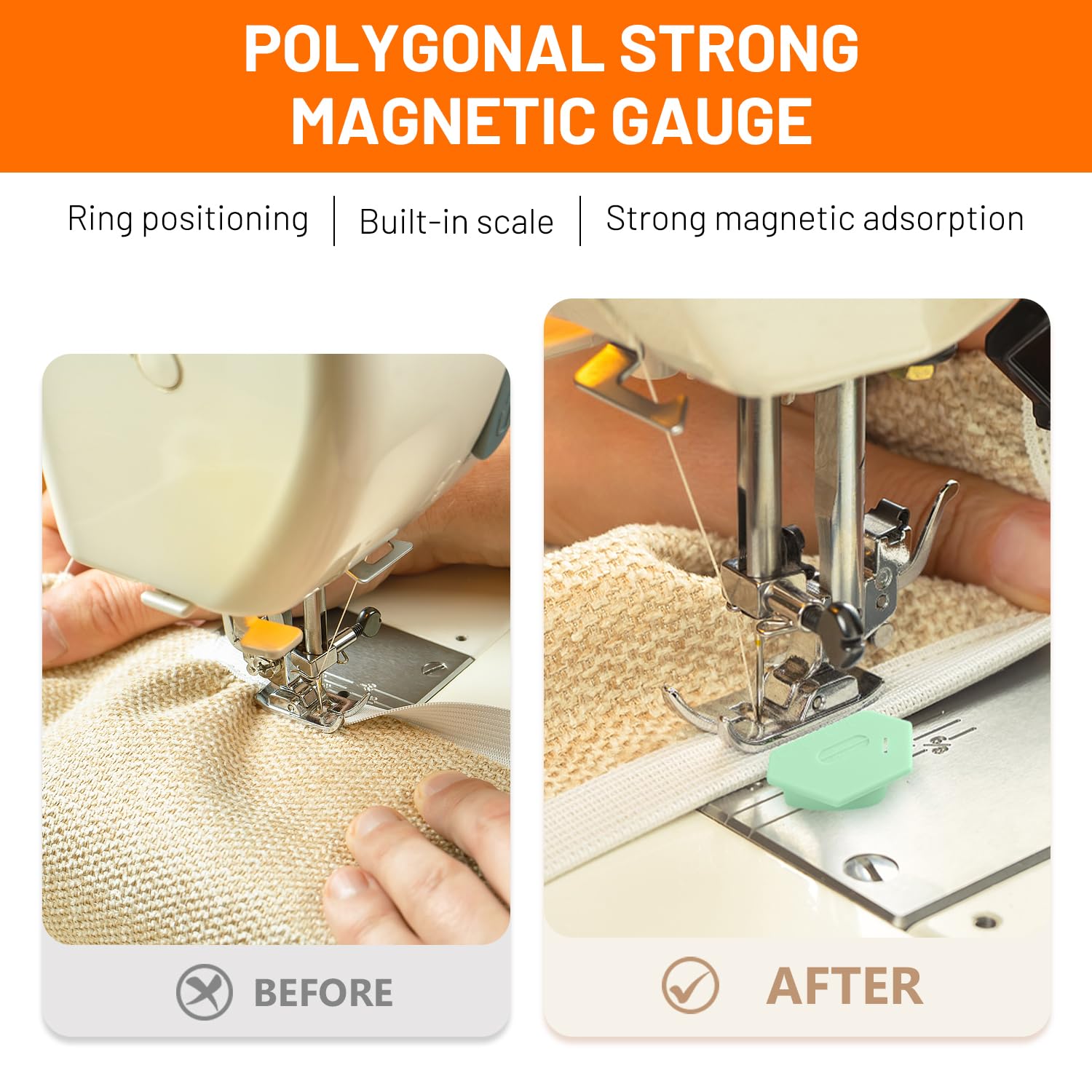 Sewing Guide 5 Pack Magnetic Seam Guide For Sewing Machine, Magnetic Seam Guide, Upgraded Polygonal Multifunctional Hemmer Gauge With Magnetic Seam Prym Magnetic