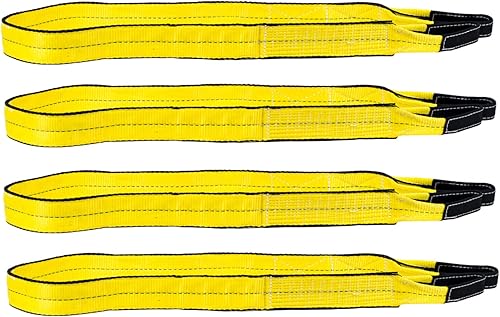 Miniatura 22 de Mytee Products Paquete de 2 eslingas de elevación de tela de 2 pulgadas x 12 pies, correas de elevación verticales de 6400 libras, ojales trenzados