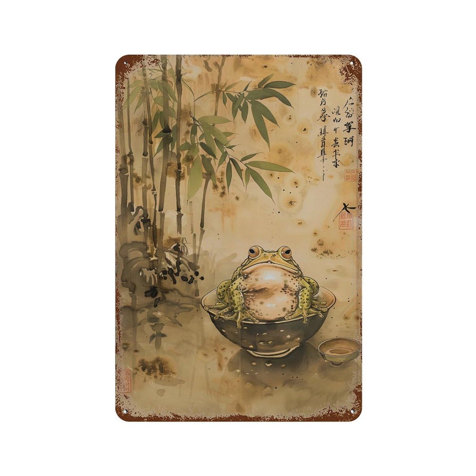 xiaoxiaoshen Toad. Japanese Frog Decor. Woodblock Matsumoto Hoji. Design. Wildlife. High Quality Wall Decor Art Metal Tin Poster Modern Home Decor Art Home Bar Shop Decorations Vintage Sign 30x20cm