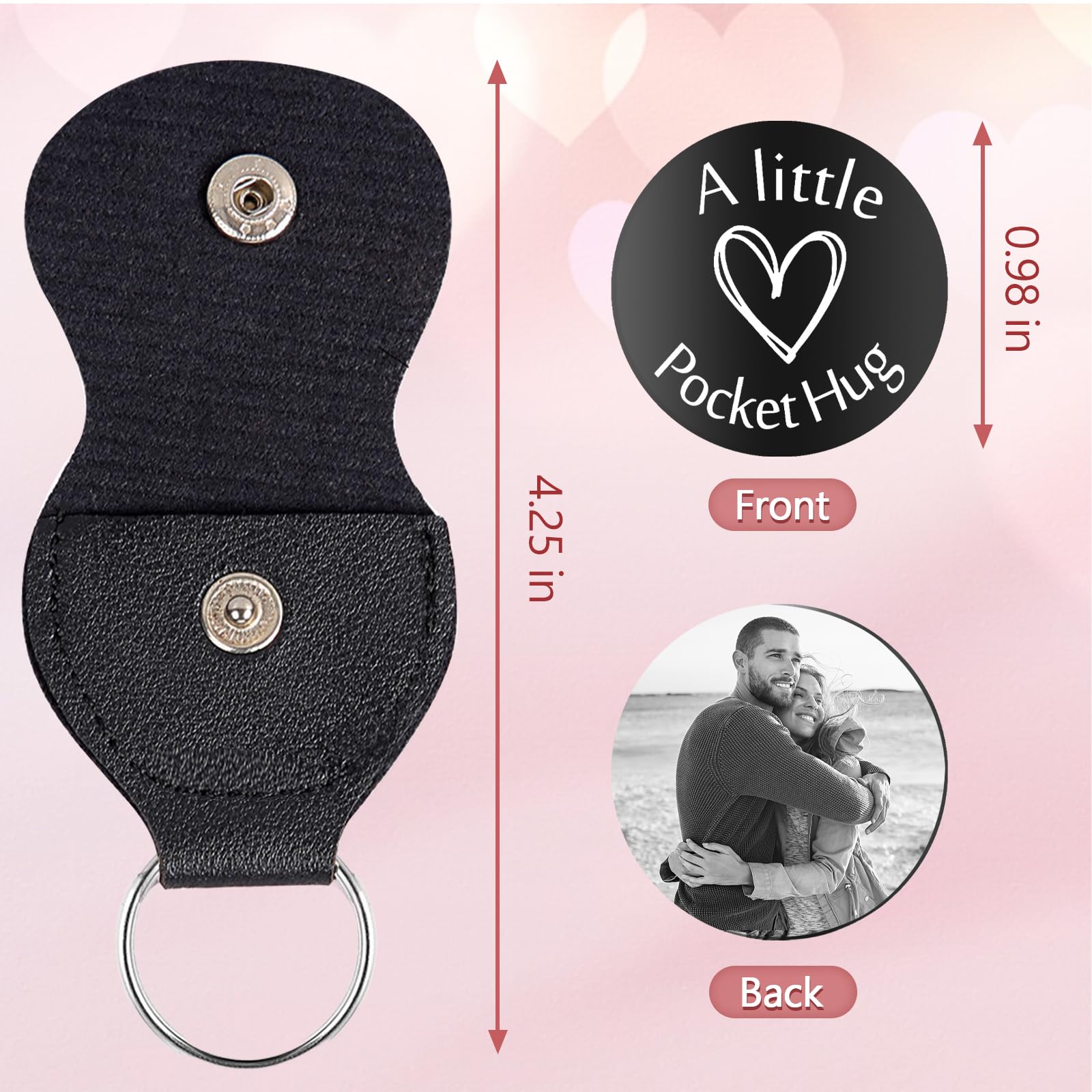 JUBOPE Custom Personalized Little Pocket Hug Token Gifts - Custom Keychain with Picture Personalized Gifts for Men Women lover (A-Photo)