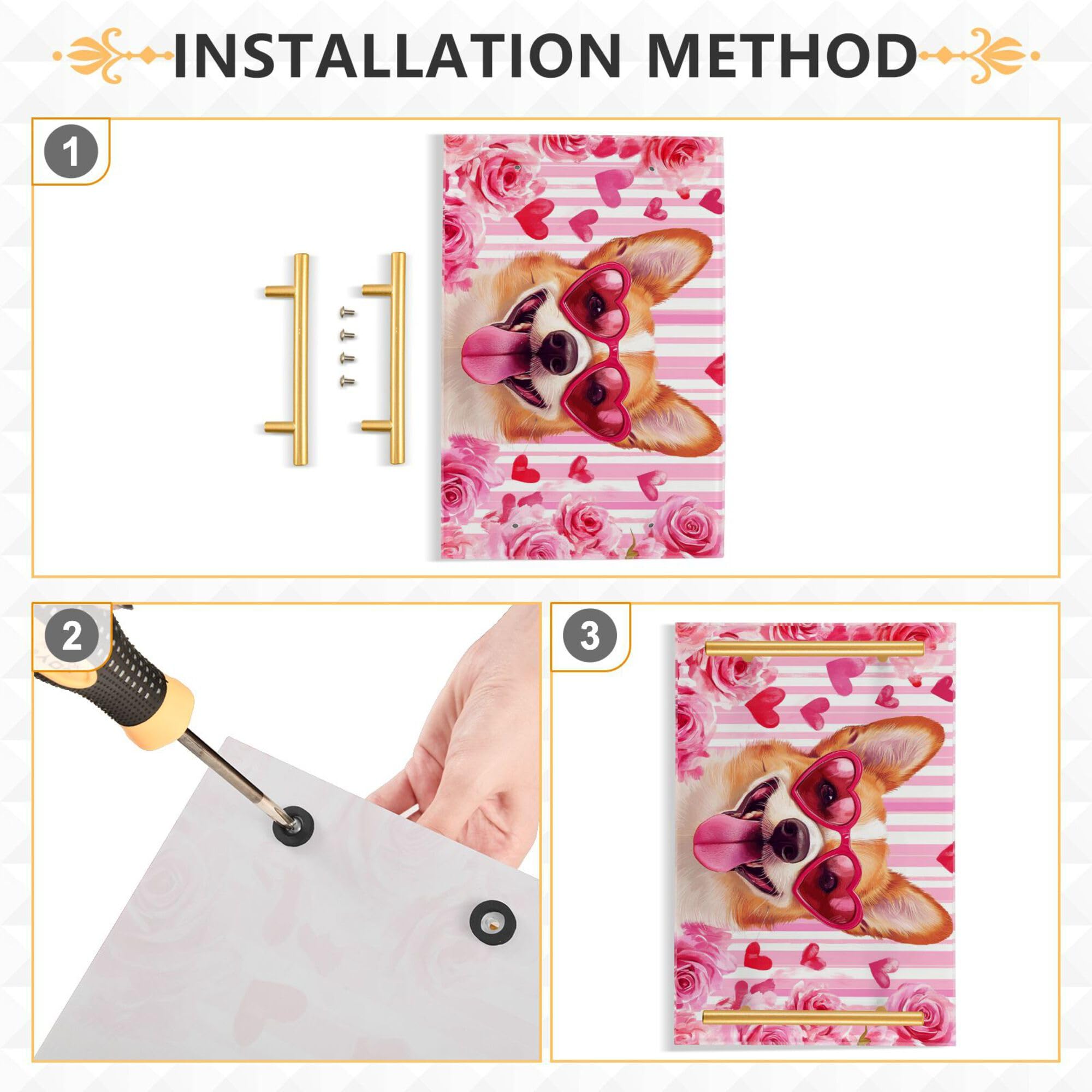 Bathroom Vanity Tray Counter Organizer, Valentine's Day Cute Dog Decorative Tray with Handles Countertop Storage for Bathroom Bedroom Kitchen Home Farmhouse