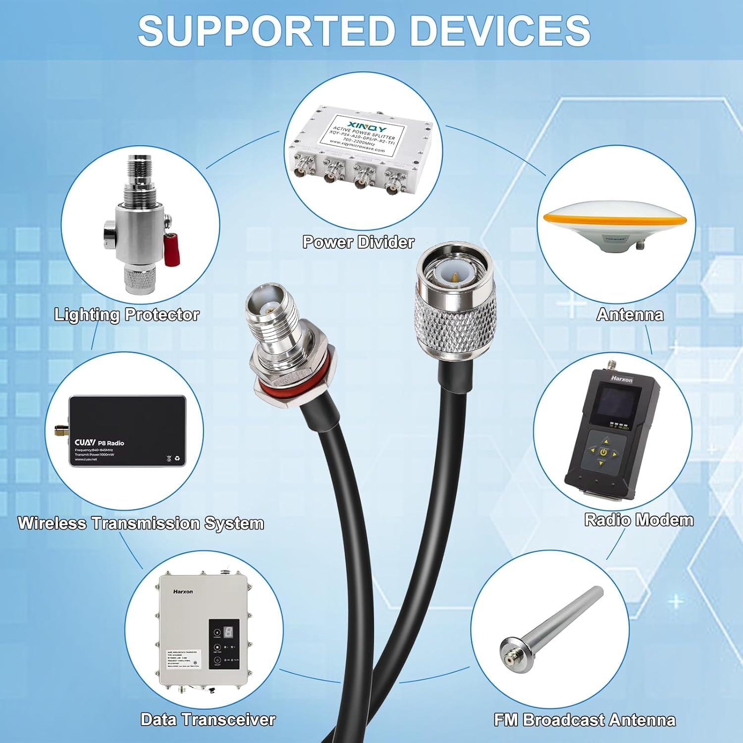 Fyearfly Câble d'Extension TNC de 15 m, Câble de Raccordement TNC Mâle À Mâle, Rallonge RG58 Étanche pour Antenne GNSS, Ligne Coaxiale Rf À Faible Perte Gel200, pour Wifi Et Radio Sans Fil