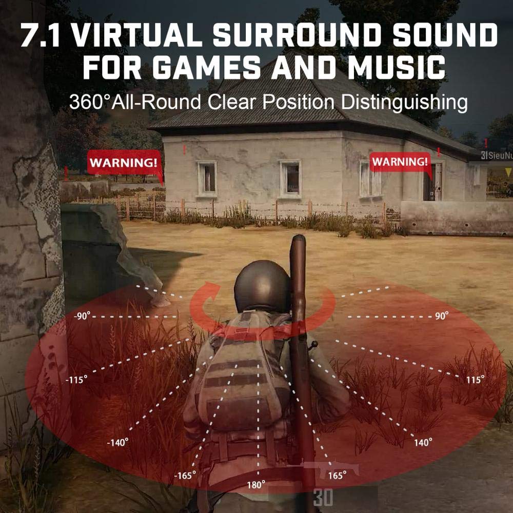 ADITAM Cuffie da gioco con cuffie da gioco cablate surround 7.1 virtuali con microfono con cancellazione del rumore per PC/Xbox/PS4 Double the comfort
