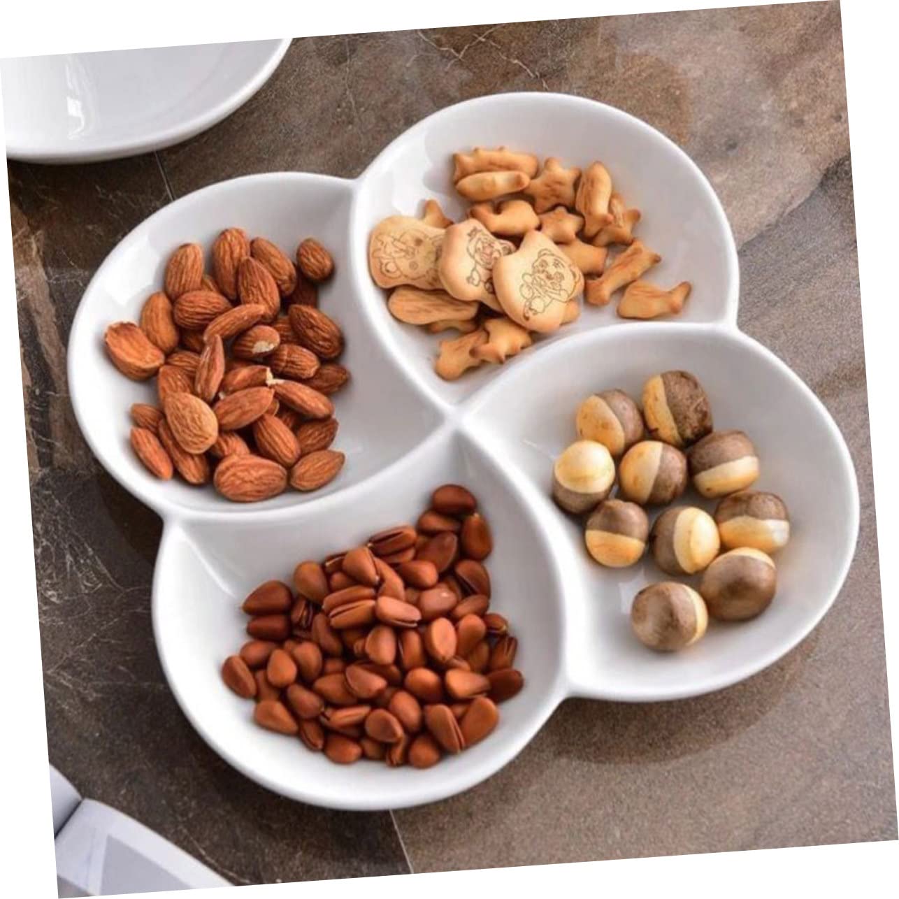 Assiette de Service à 4 Compartiments en Céramique Blanche