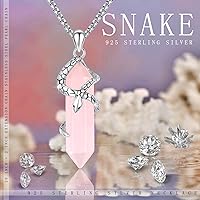 Vista 6 de CUOKA MIRACLE Collar de serpiente, collar de cuarzo, collar con colgante de cristal curativo, collar de plata de ley 925, collar de cristal