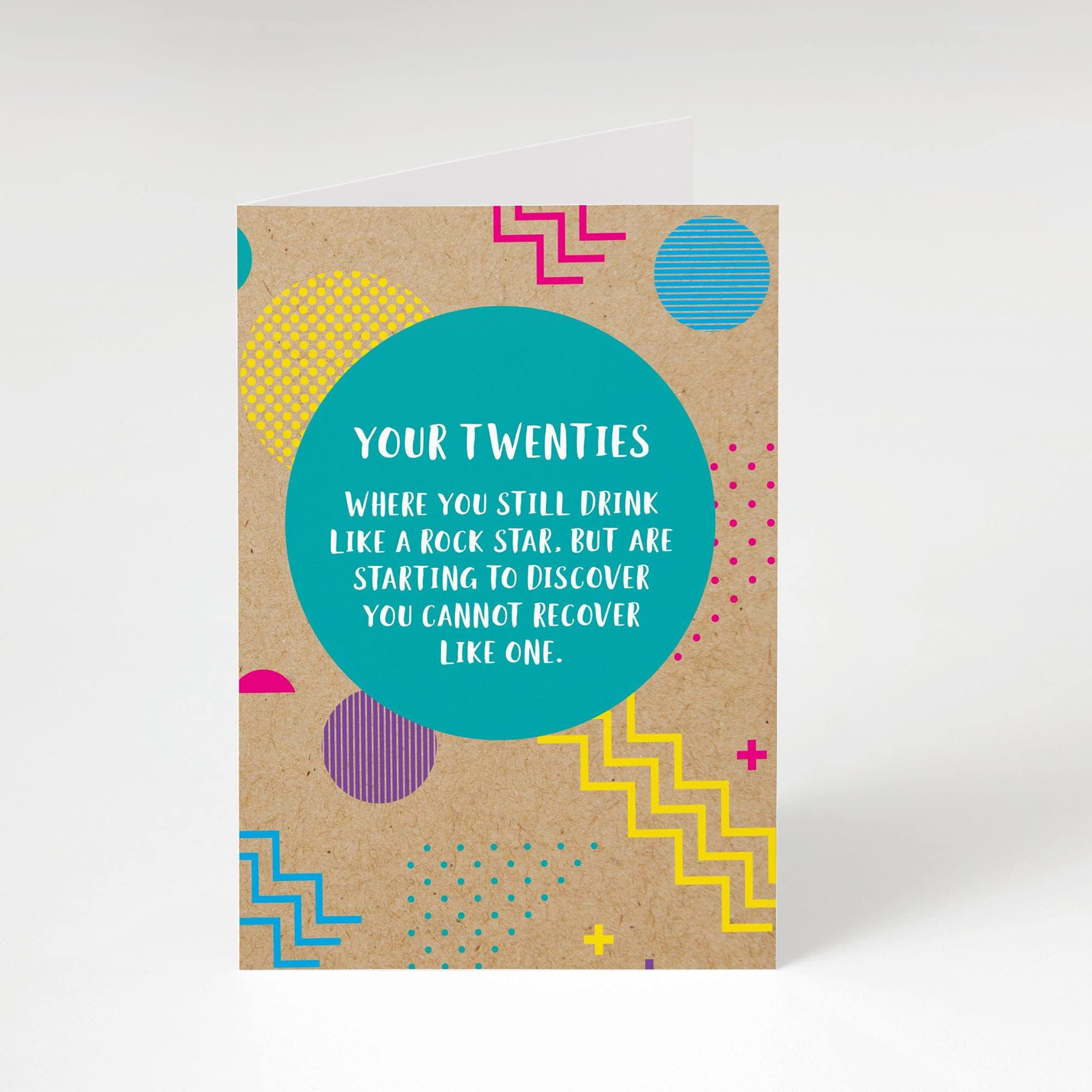 Bettie Confetti 20s Rockstar Recovery Card - A6, Funny. Rude, Offensive 20th Birthday Cards | Envelope Included