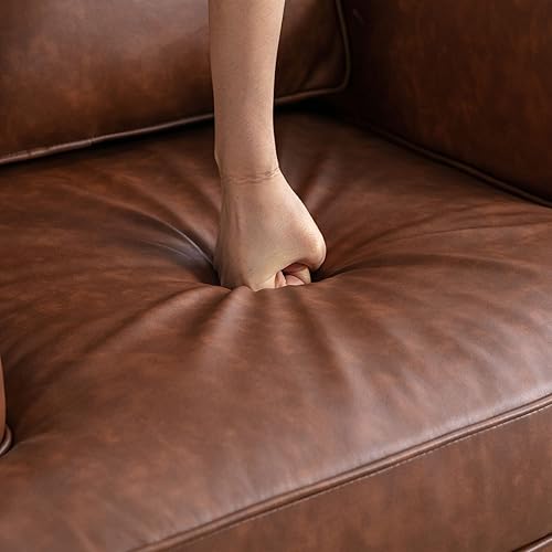 Miniatura 7 de Juego de 2 sillas de sala de estar, modernas de mediados de siglo, silla decorativa de piel sintética con brazo, cómodo sofá individual tapizado