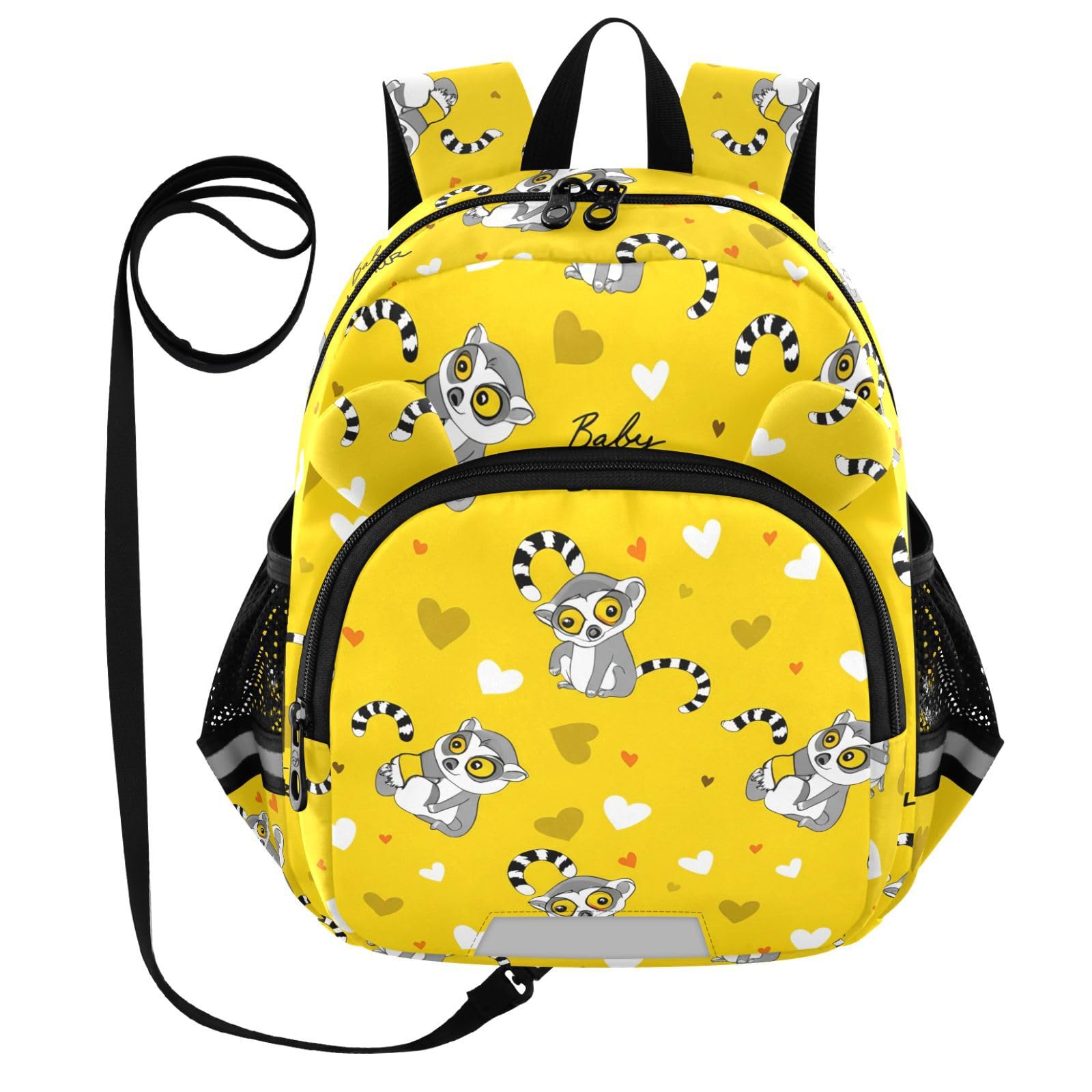 Heart Cartoon Lemur Toddler Harness Backpack for Boys Girls 3-6 Years Kids Backpack with Anti Lost Safety Leash Baby Harness Bookbag for Preschool Walking Travel