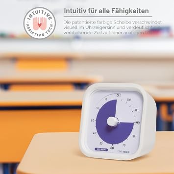 TIME TIMER 120 Minute MOD Education Edition - Visual Timer with Desktop Software for Kids in Classroom Test Timer Learning Tool and Office Meetings with Quiet Operation (White 120 Minutes)