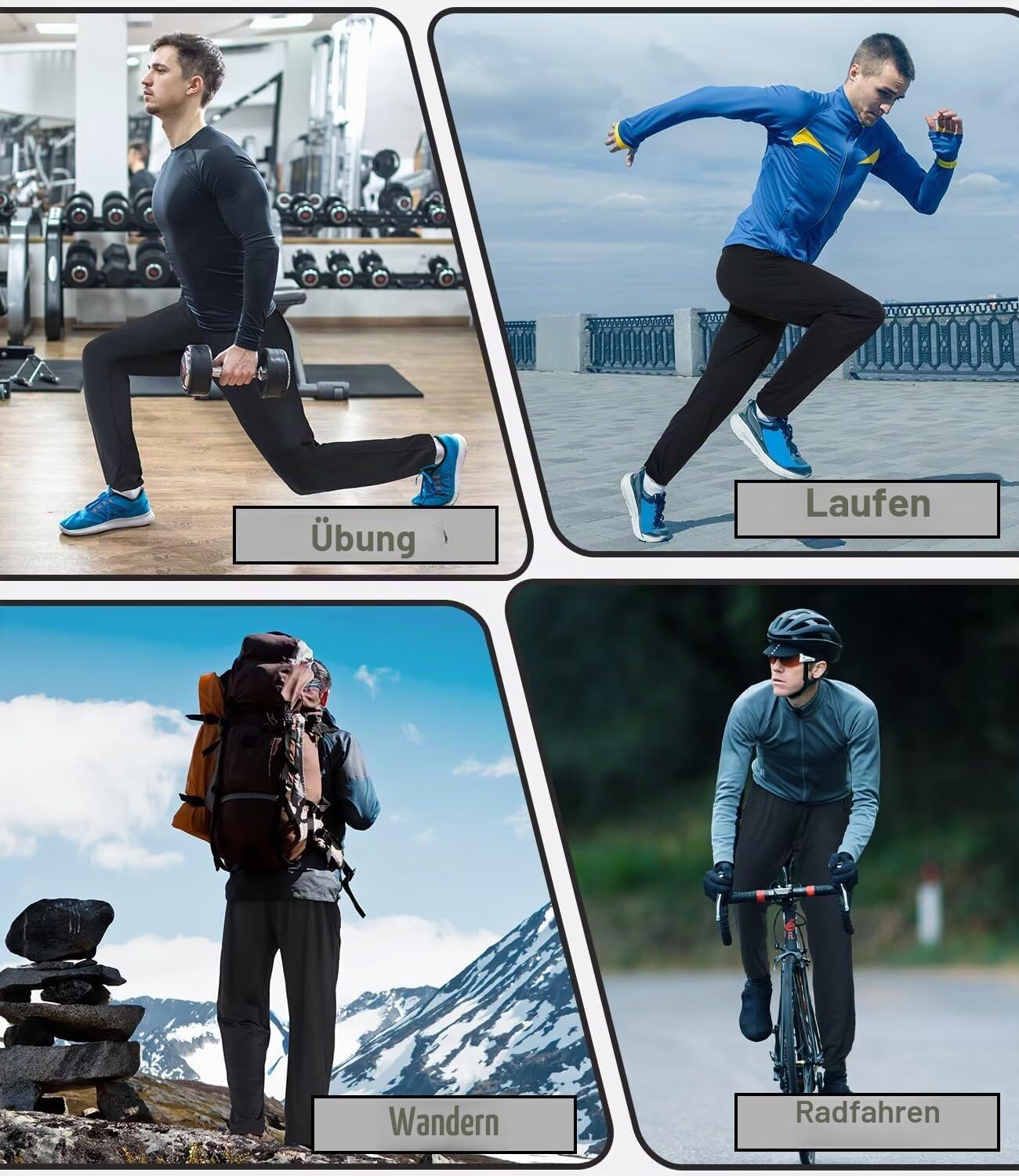 lomsoe 3er-Pack Jogginghose Herren, Trainingshose Herren mit Reißverschlusstaschen, Sporthose Herren Lang Atmungsaktiv Schnelltrocknende Sweatpants